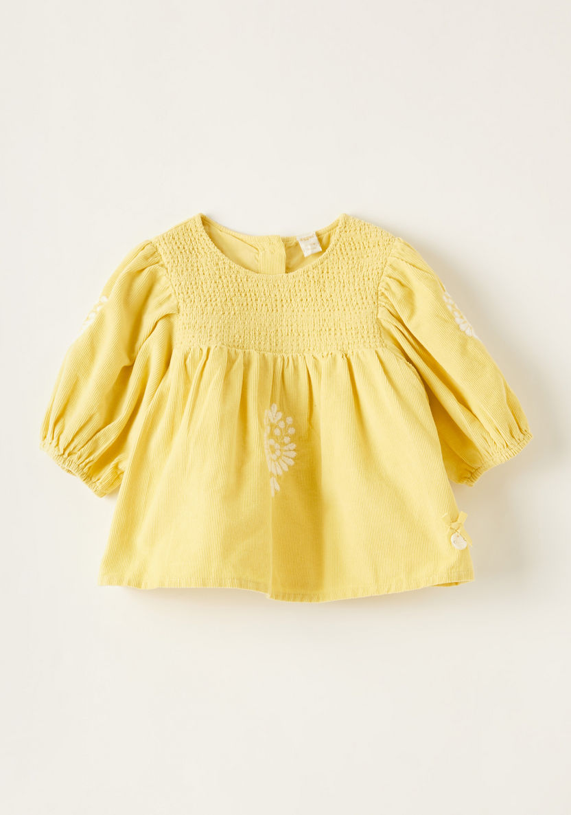 Giggles Crew Neck Embroidered A-line Blouse-Blouses-image-0