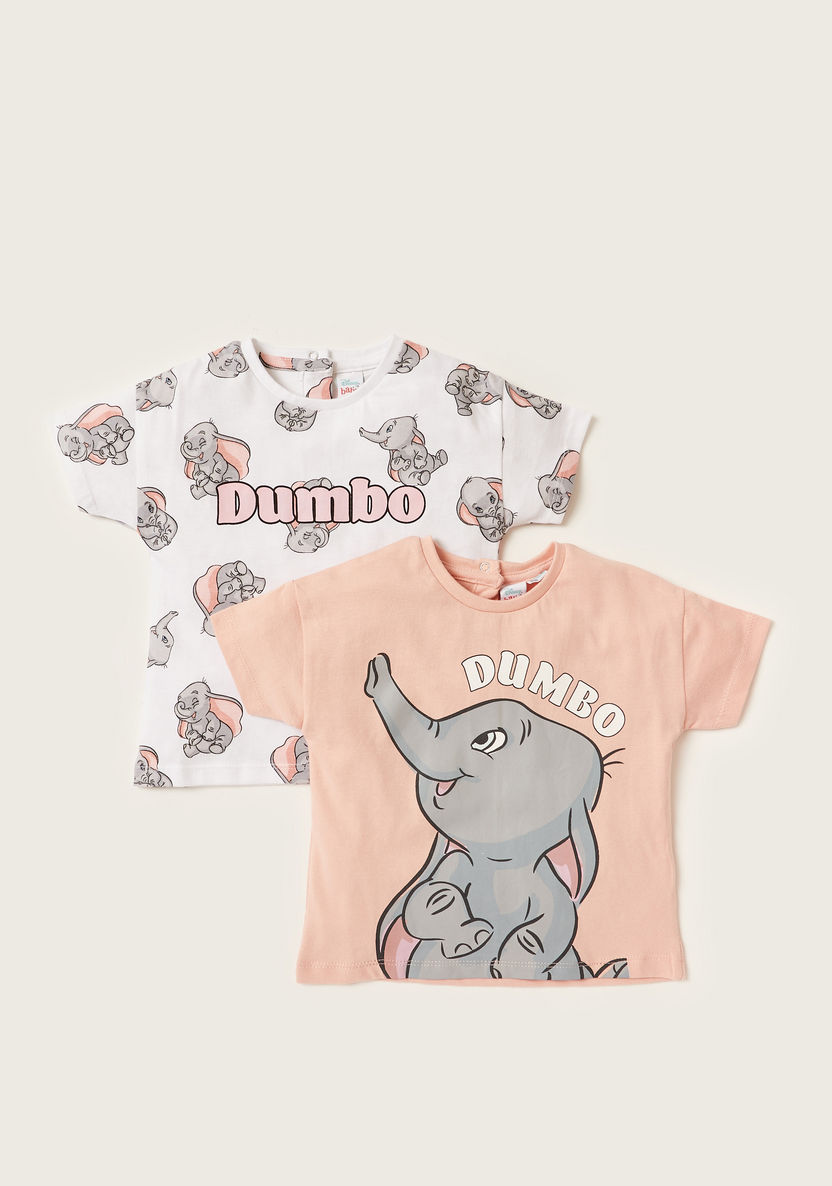 Disney Dumbo Print Crew Neck T-shirt with Short Sleeves - Set of 2-T Shirts-image-0