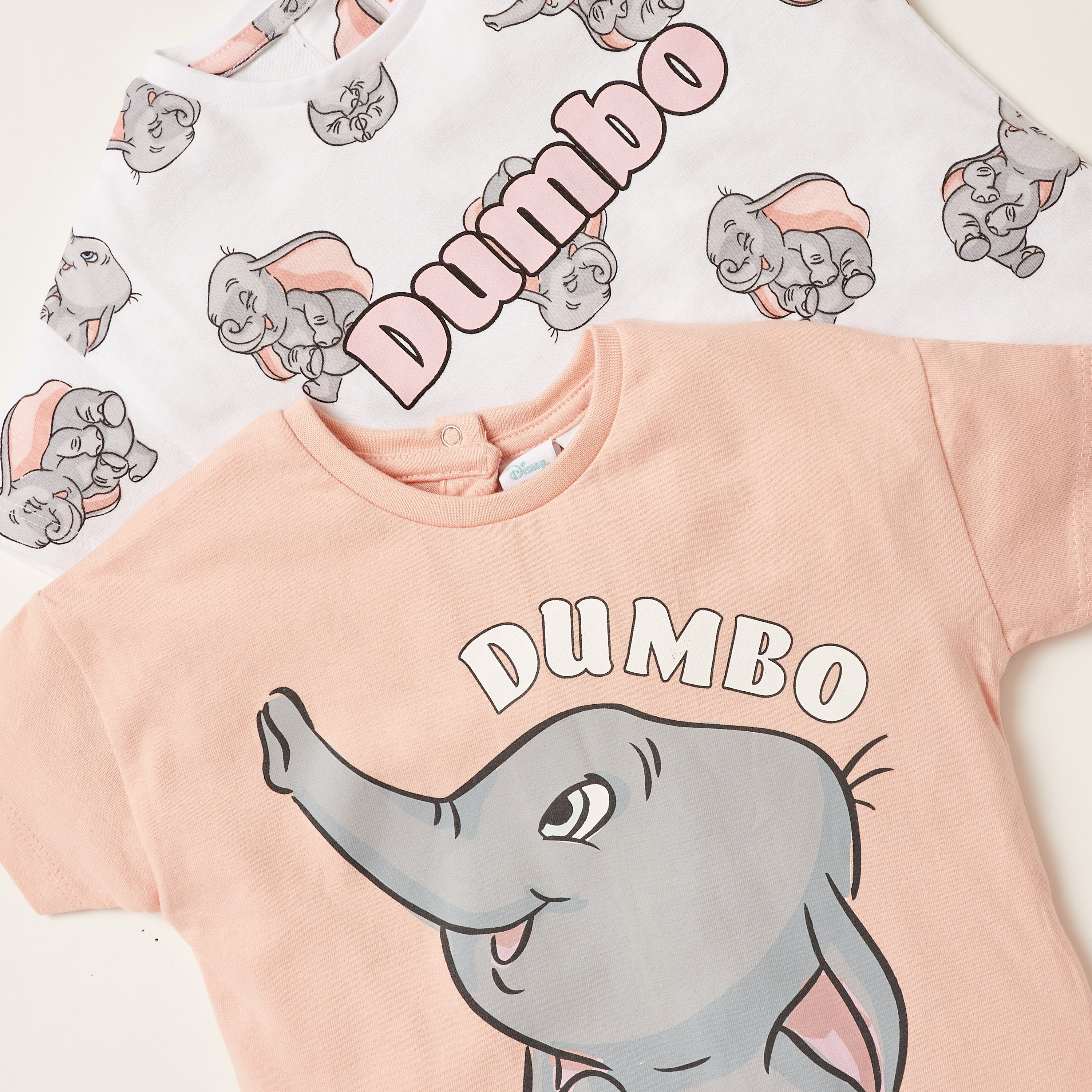 Disney Dumbo Print Crew Neck T-shirt with Short Sleeves - Set of 2-baby-girls-clothing-multipacks-image-2