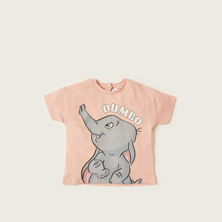 Disney Dumbo Print Crew Neck T-shirt with Short Sleeves - Set of 2