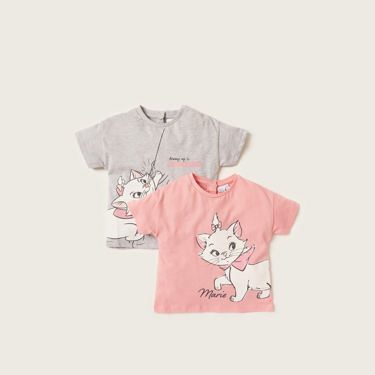 Disney Marie Print Crew Neck T-shirt with Short Sleeves - Set of 2