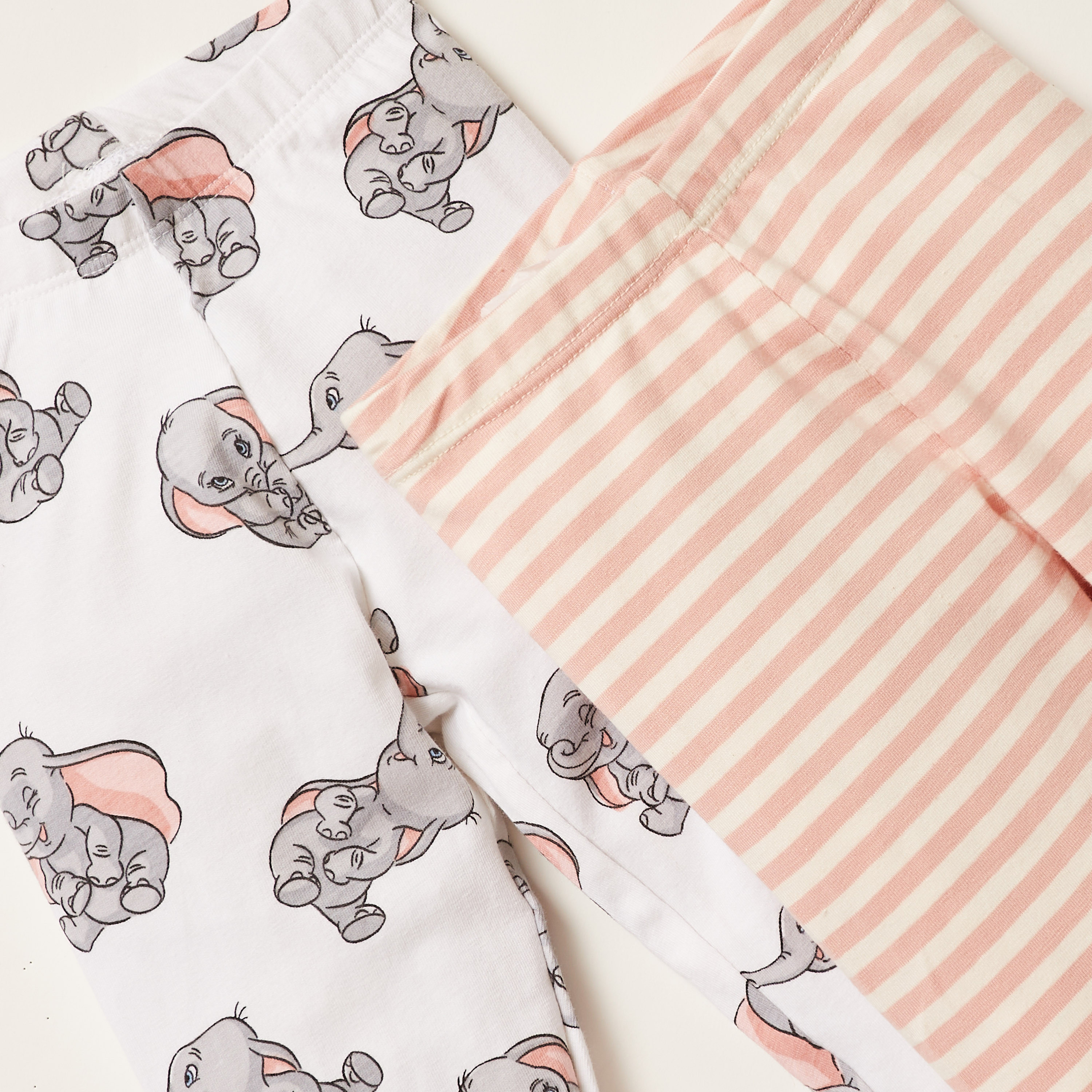 Disney Dumbo Print Leggings with Elasticated Waistband - Set of 2-baby-girls-clothing-bottoms-leggings-image-2