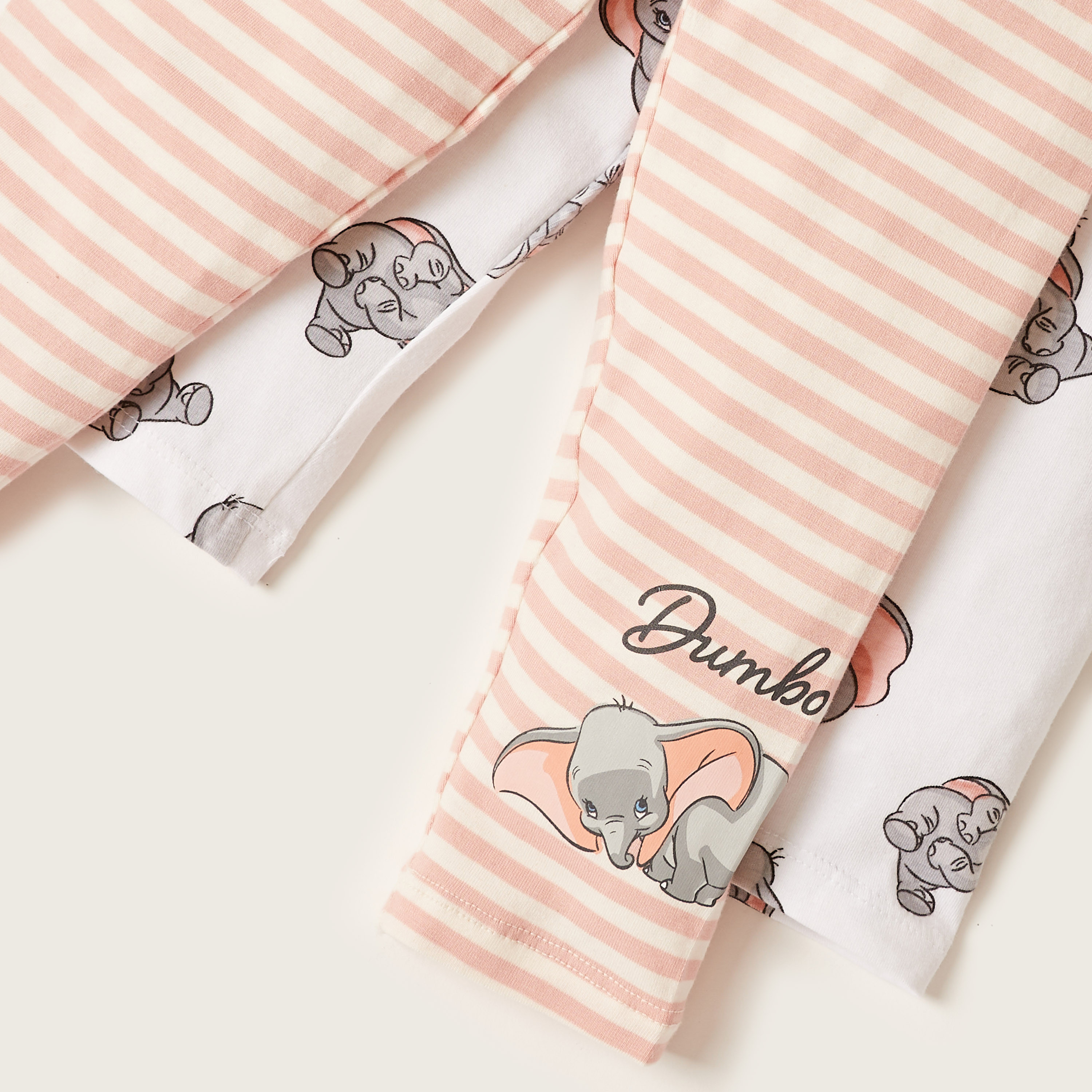 Disney Dumbo Print Leggings with Elasticated Waistband - Set of 2-baby-girls-clothing-bottoms-leggings-image-3
