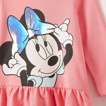 Minnie Mouse Printed Dress with Long Sleeves