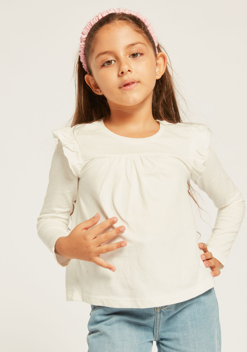Juniors Assorted T-shirt with Long Sleeves and Ruffle Detail - Set of 5-T Shirts-image-2