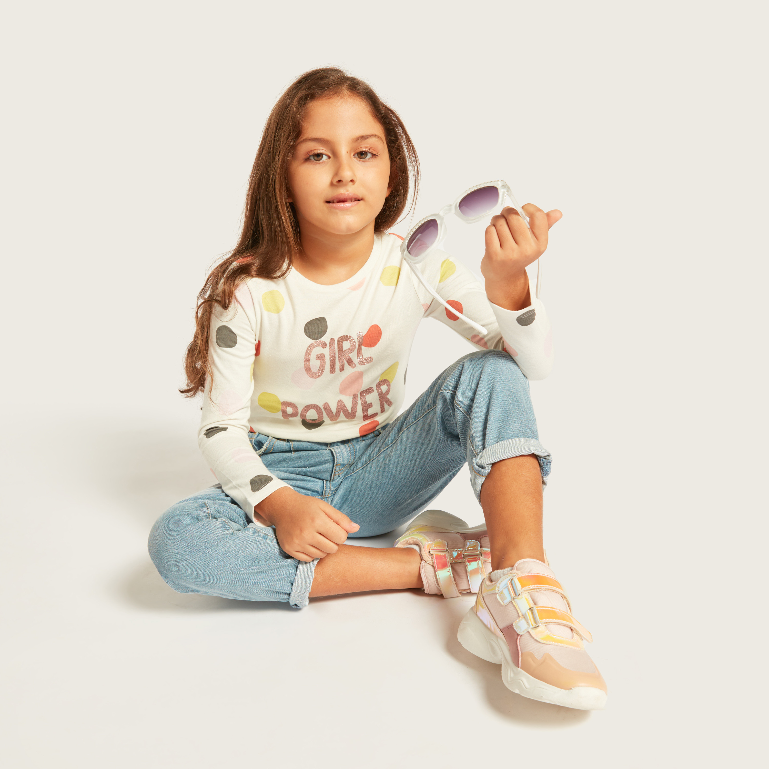 Juniors All-Over Print T-shirt with Long Sleeves-girls-clothing-schoolwear-tshirts-image-1