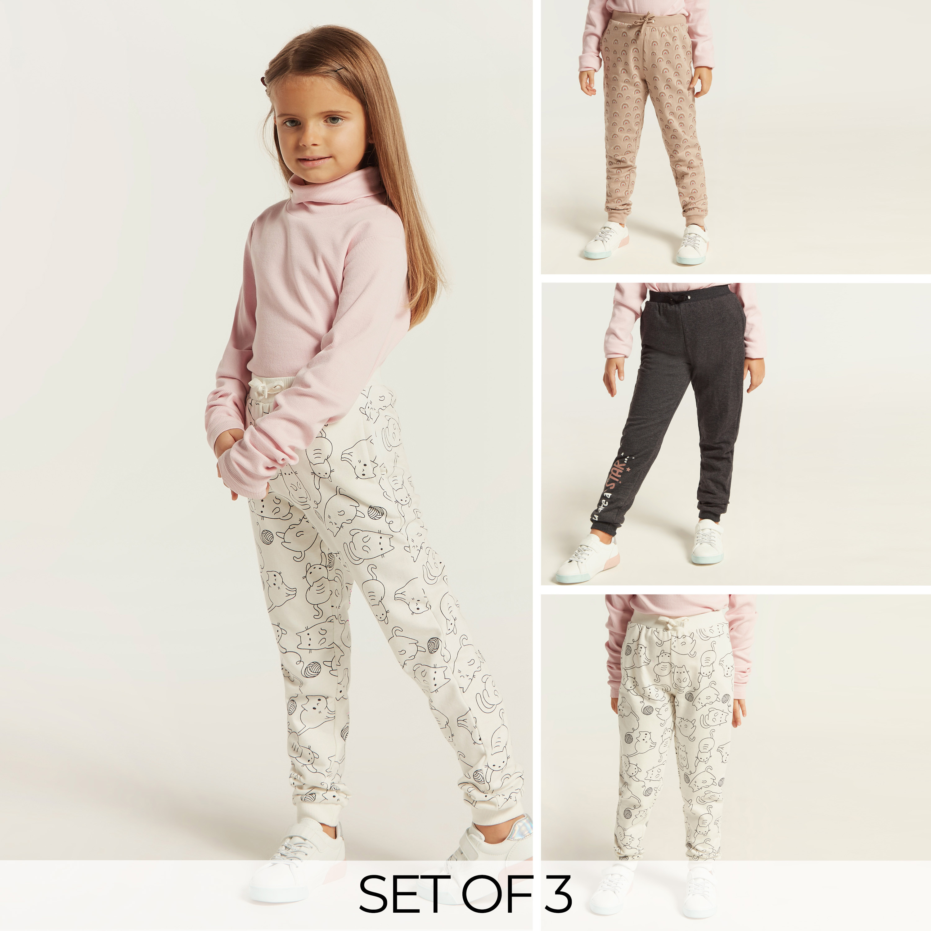 Juniors Printed Jog Pants with Drawstring Closure - Set of 3-baby-girls-clothing-bottoms-joggersandtrackpants-image-1