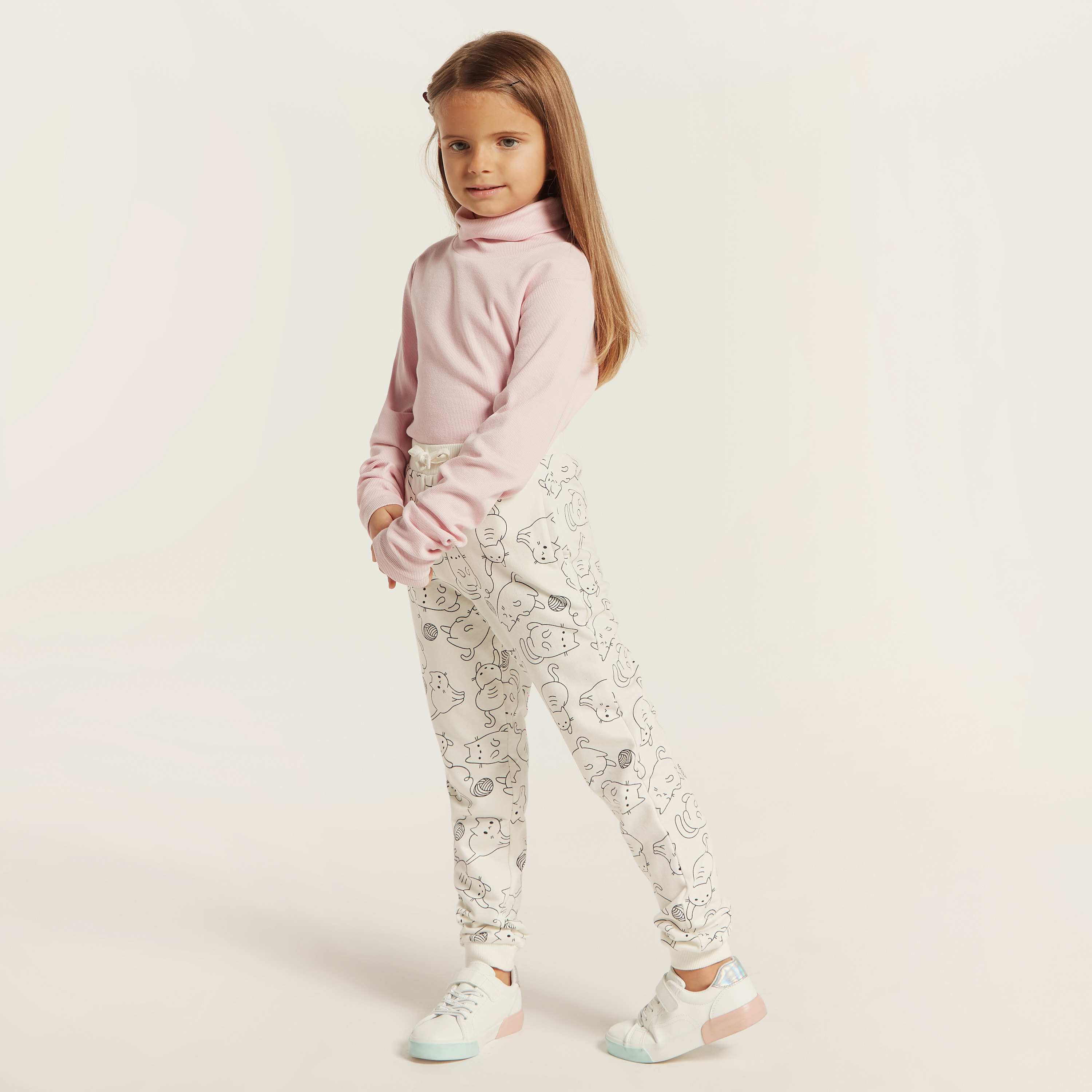 Juniors Printed Jog Pants with Drawstring Closure - Set of 3-baby-girls-clothing-bottoms-joggersandtrackpants-image-2