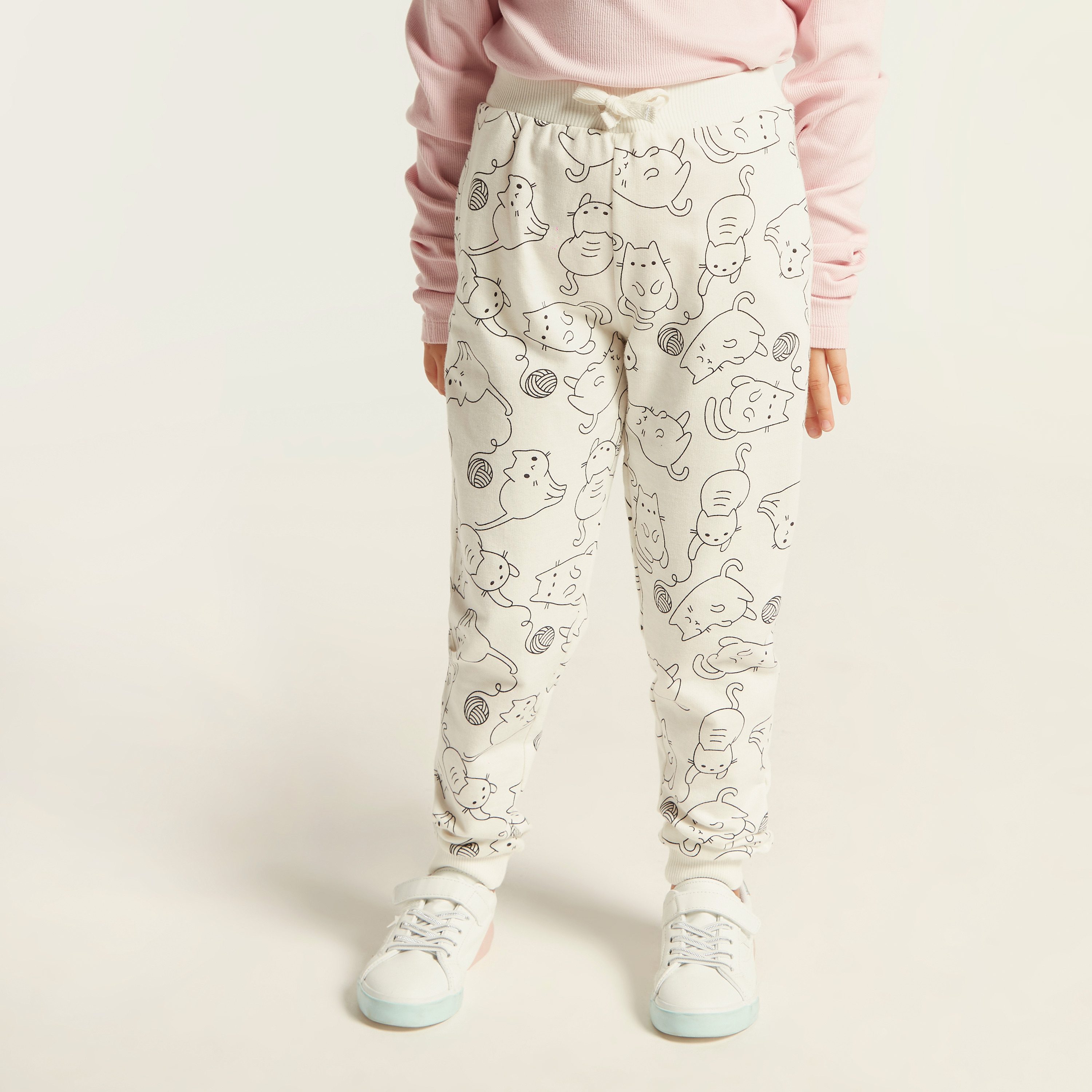 Juniors Printed Jog Pants with Drawstring Closure - Set of 3-baby-girls-clothing-bottoms-joggersandtrackpants-image-3