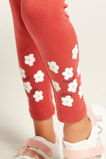 Juniors Floral Print Leggings with Elasticated Waistband