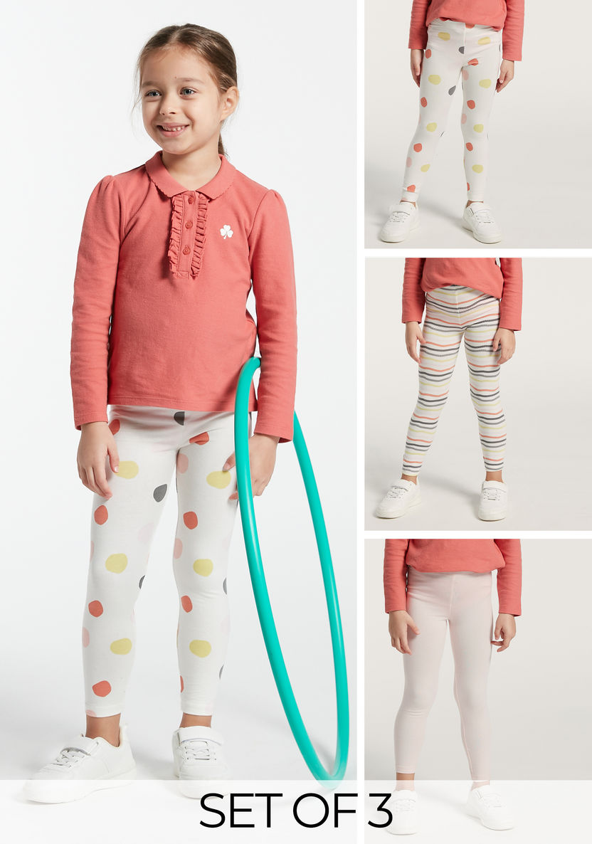 Buy Baby Girls' Juniors Assorted Leggings with Elasticated Waistband - Set  of 3 Online