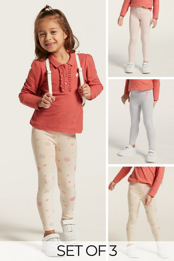 Buy Juniors Assorted Leggings with Elasticated Waistband - Set of 3 Online  for Girls