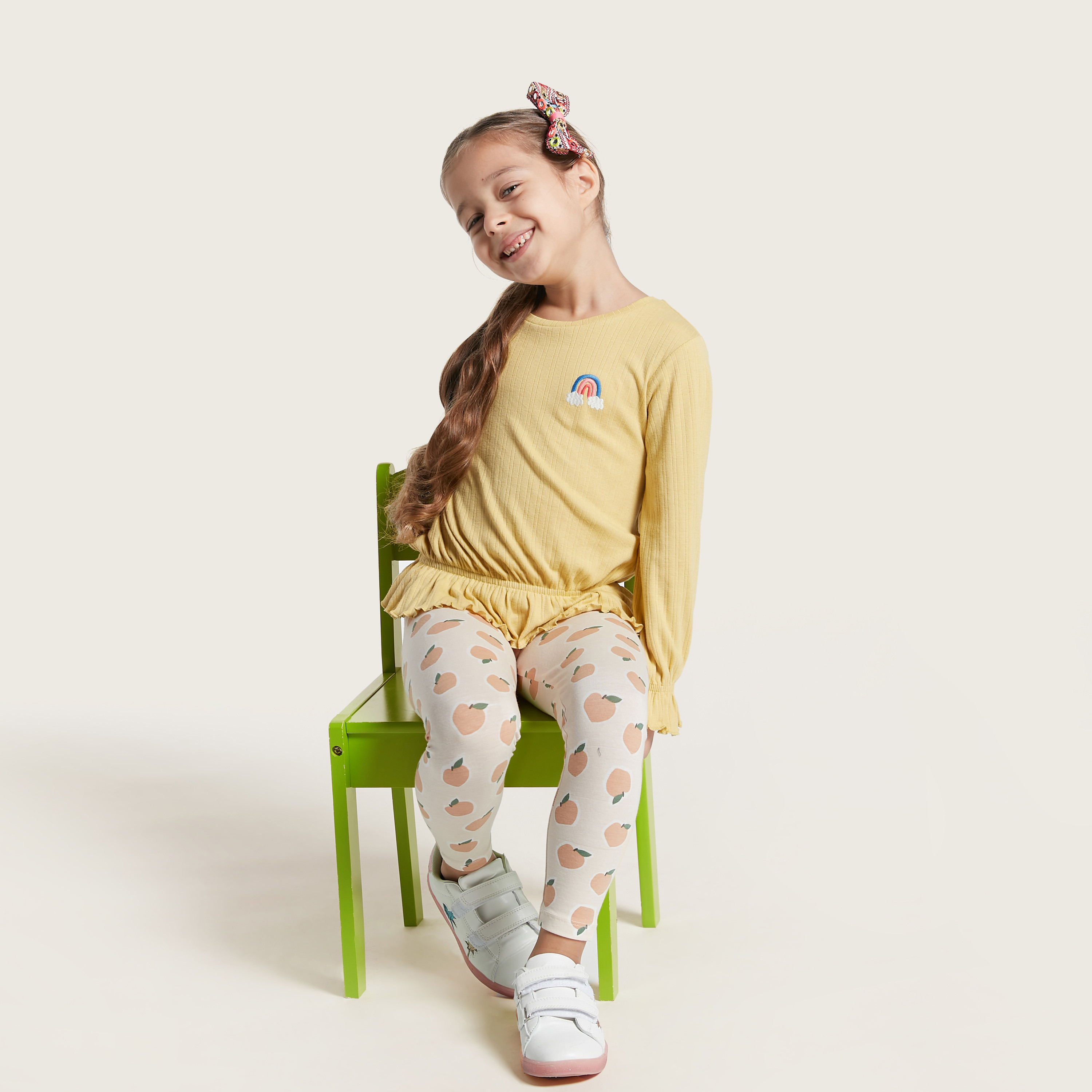 Juniors Assorted Leggings with Elasticated Waistband - Set of 5-baby-girls-clothing-bottoms-leggings-image-2