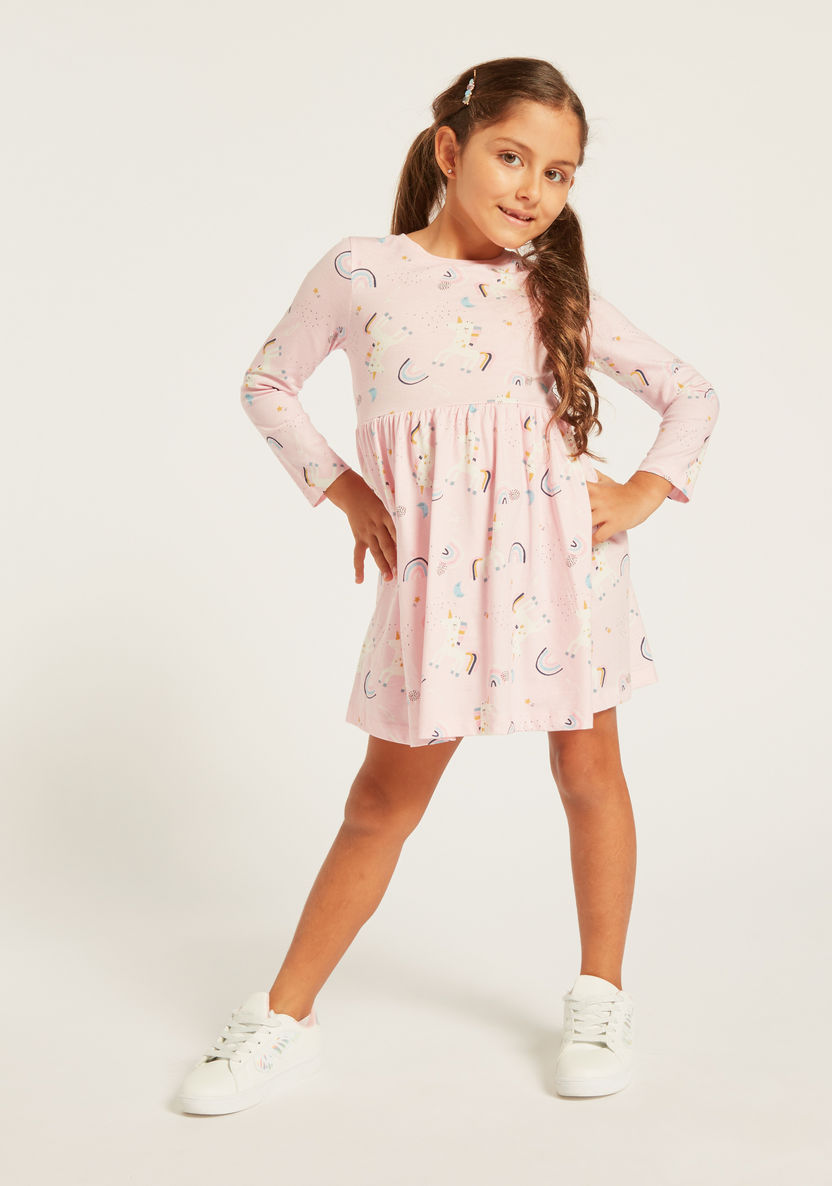 Juniors Printed Knit Dress with Long Sleeves - Set of 3-Dresses%2C Gowns and Frocks-image-7