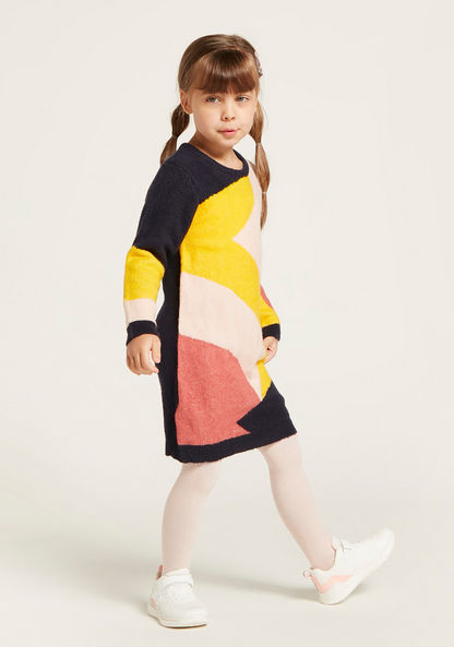 Juniors Panelled Dress with Long Sleeves