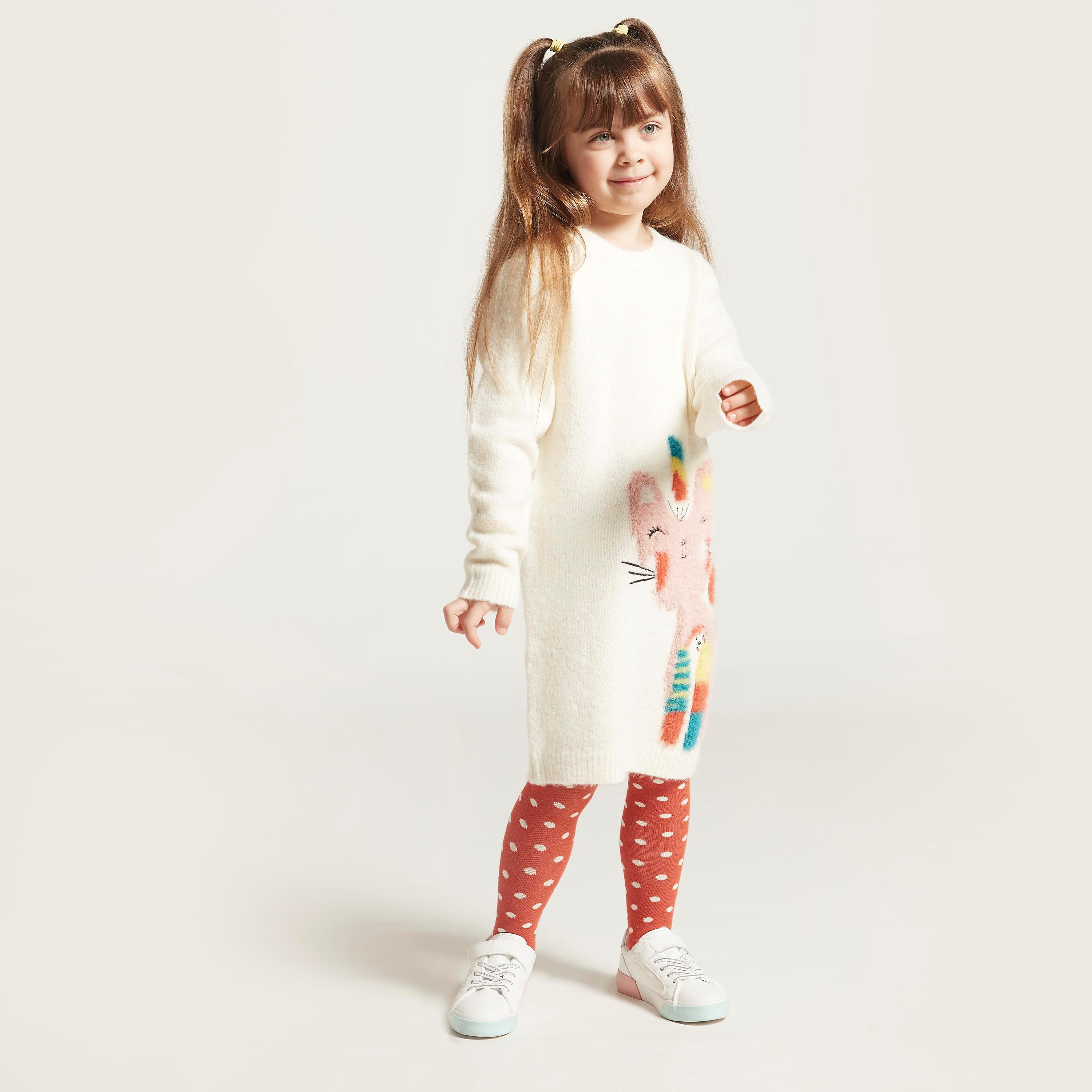 طقم فستان كنزة قطيفة وبنطلون ليقنز منقط من جونيورز-baby-girls-clothing-setsandcoords-image-5