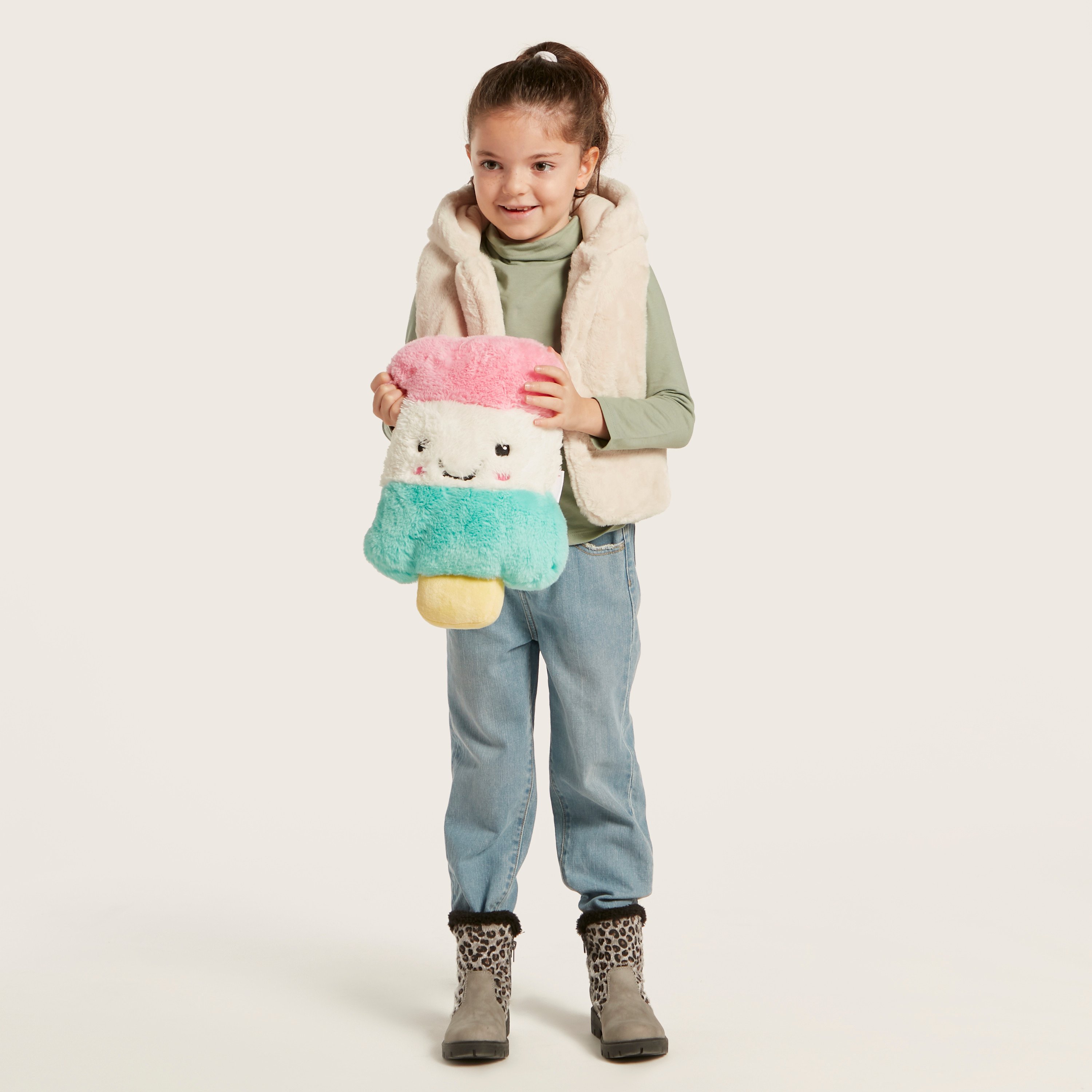 Juniors Plush Sleeveless Jacket with Hood-baby-girls-clothing-winterwear-jacketsandcoats-image-1