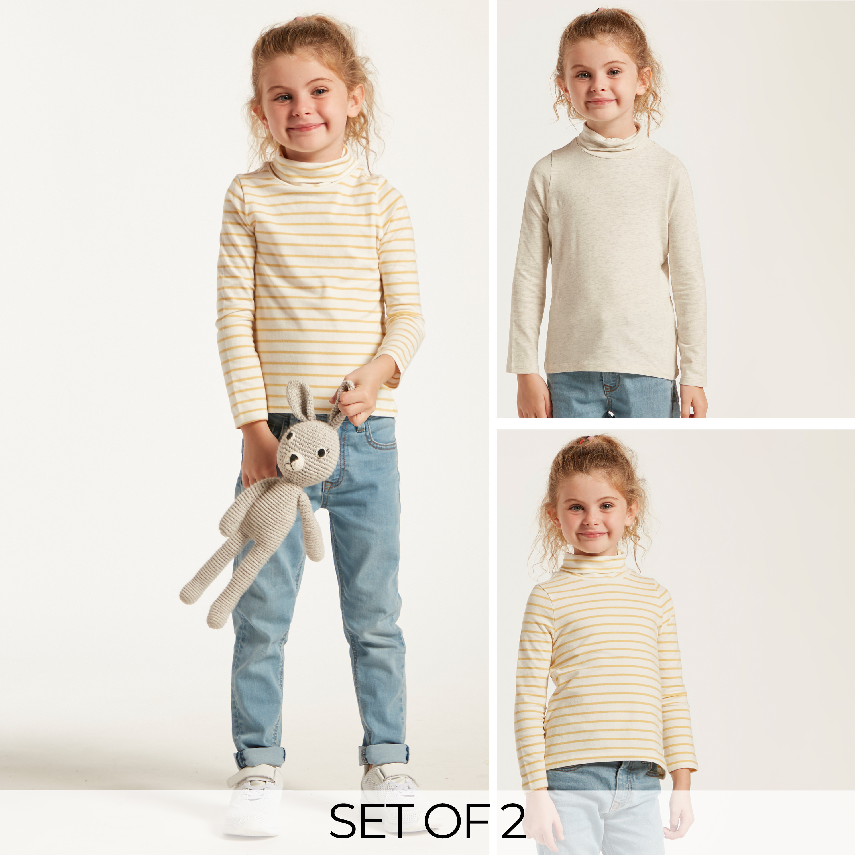 Juniors Assorted T-shirt with Turtle Neck and Long Sleeves - Set of 2-girls-clothing-multipacks-image-1
