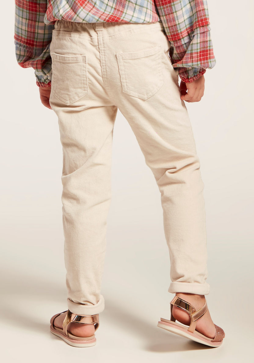 Juniors Solid Jeggings with Elasticated Waistband and Pockets-Jeans and Jeggings-image-3