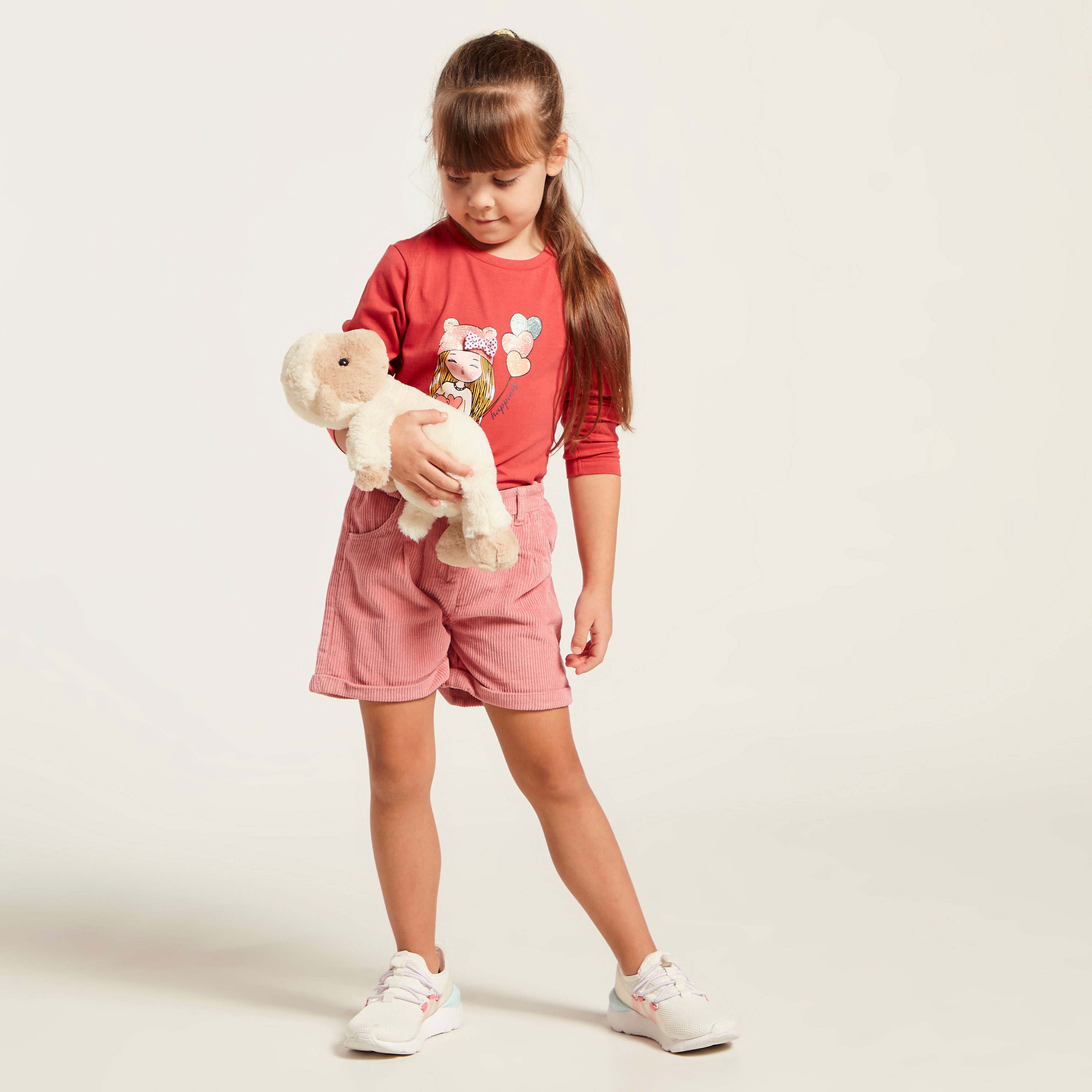 شورت سادة بزر إغلاق وجيوب من جونيورز-baby-girls-clothing-bottoms-shorts-image-1
