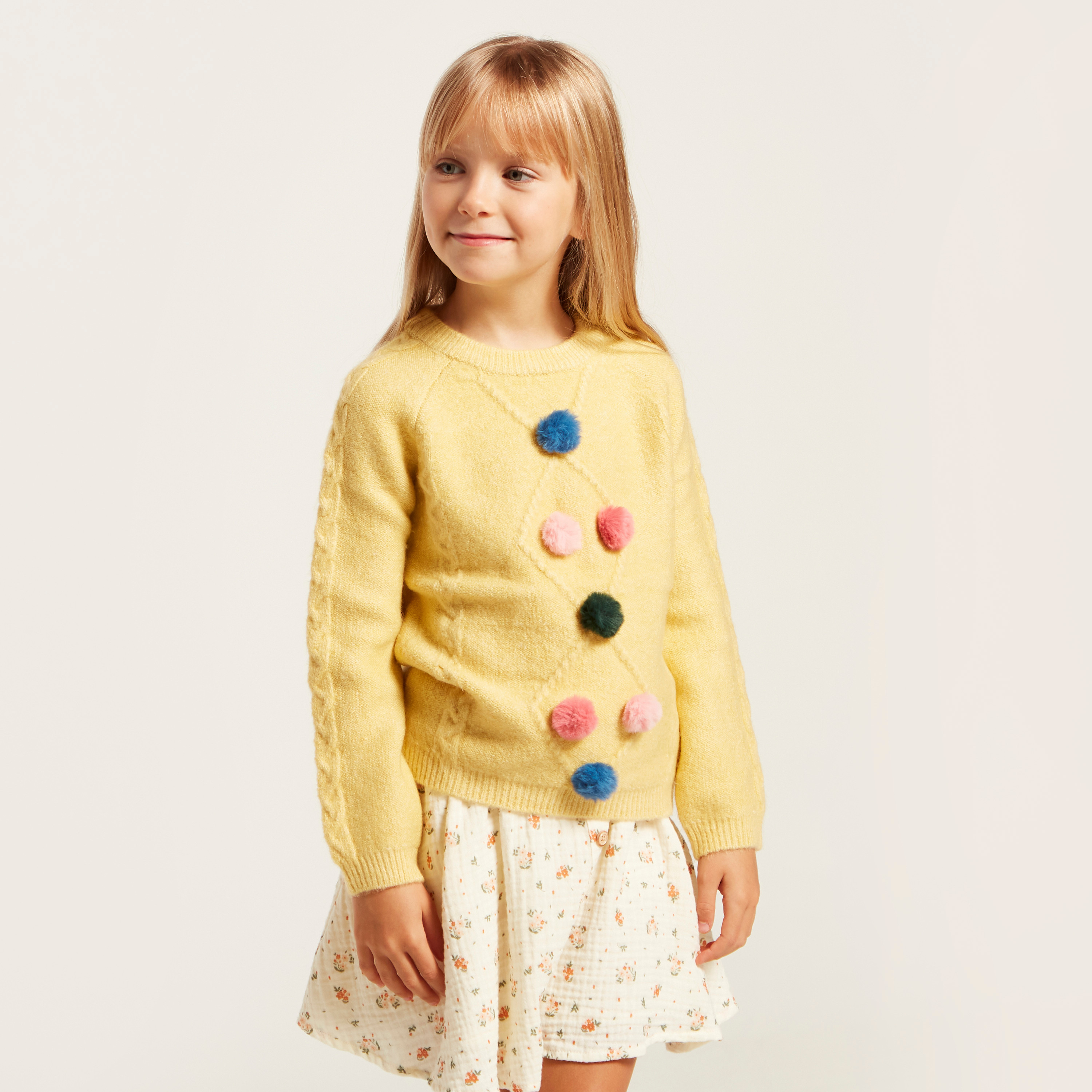 Juniors Textured Pullover with Long Sleeves-baby-girls-clothing-jumpersandcardigans-image-2