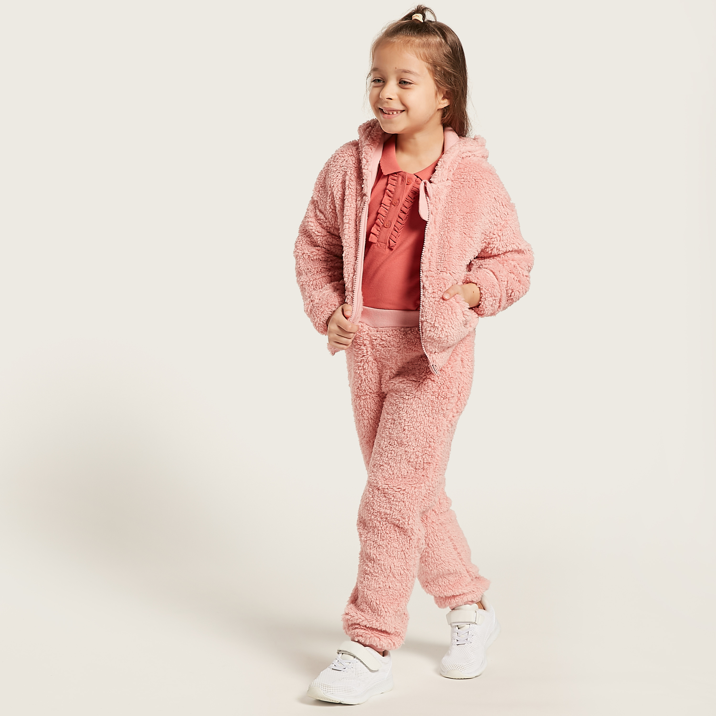 Juniors Textured Hooded Sweatshirt and Jog Pants Set-baby-girls-clothing-setsandcoords-image-2