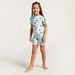Juniors All-Over Printed Swimsuit with Short Sleeves-Swimwear-thumbnail-1