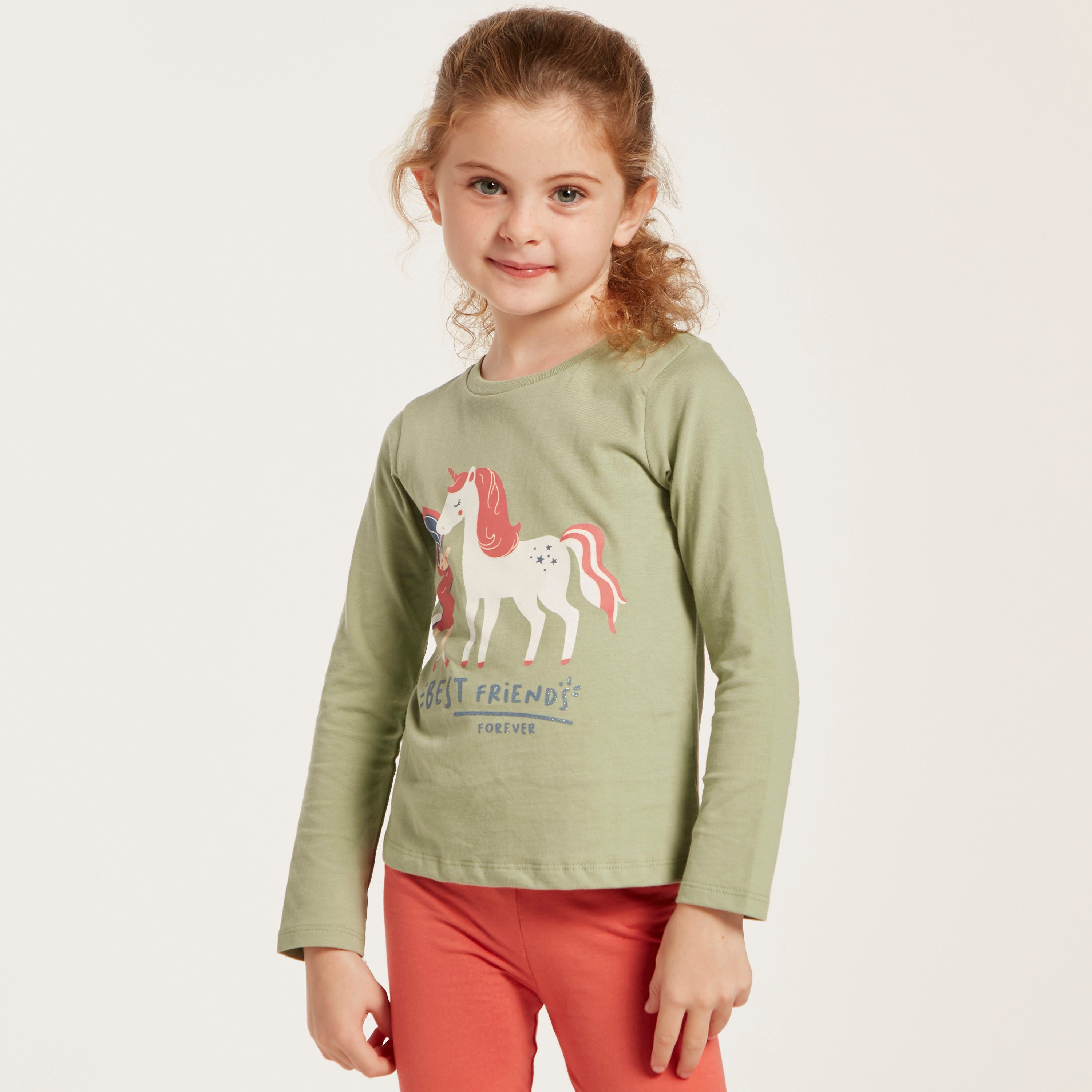 Eligo Graphic Print Crew Neck Top with Long Sleeves-baby-girls-clothing-blousesandshirts-image-2