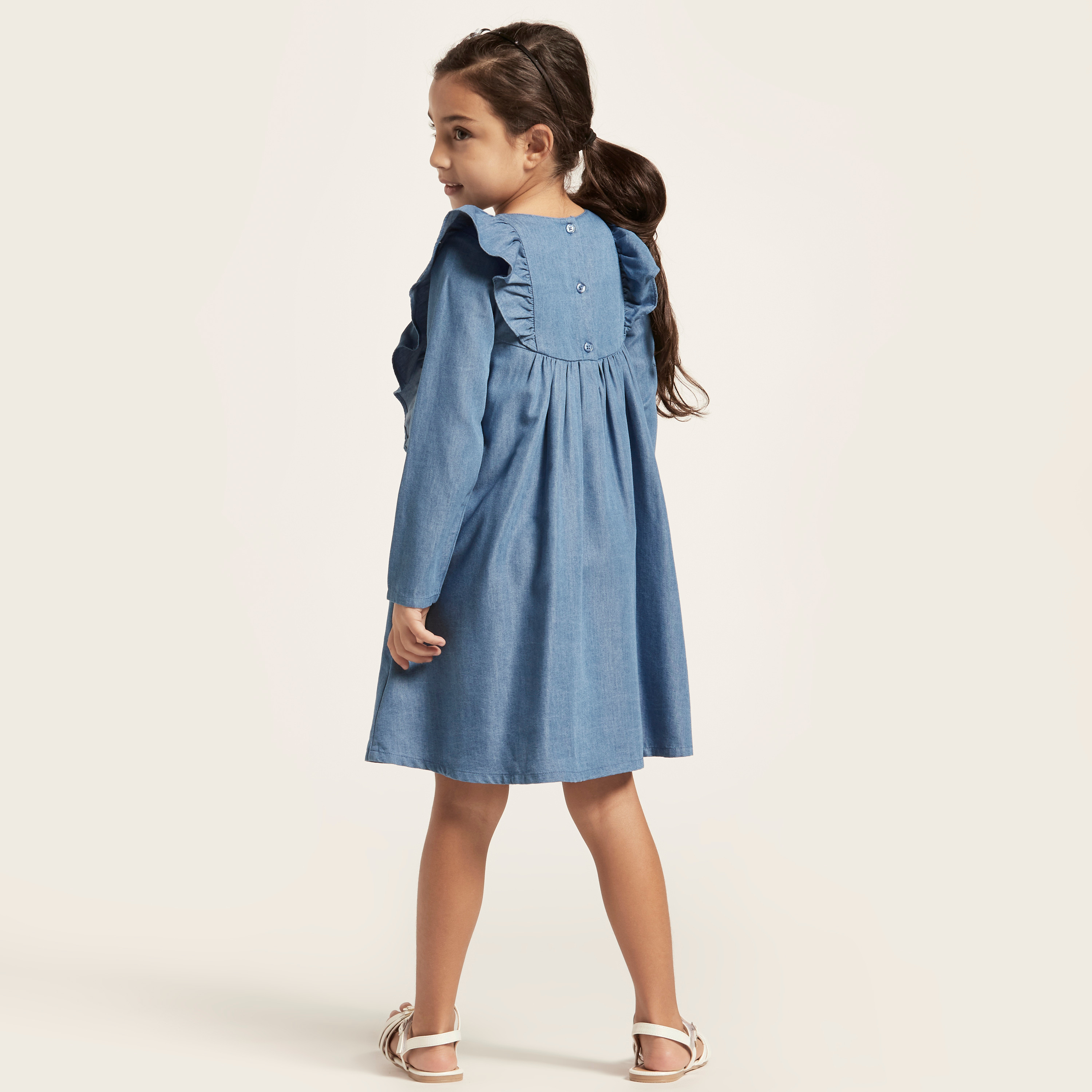 فستان بتطريز زهور وكشكش وجيوب-girls-clothing-dressesandjumpsuits-image-4