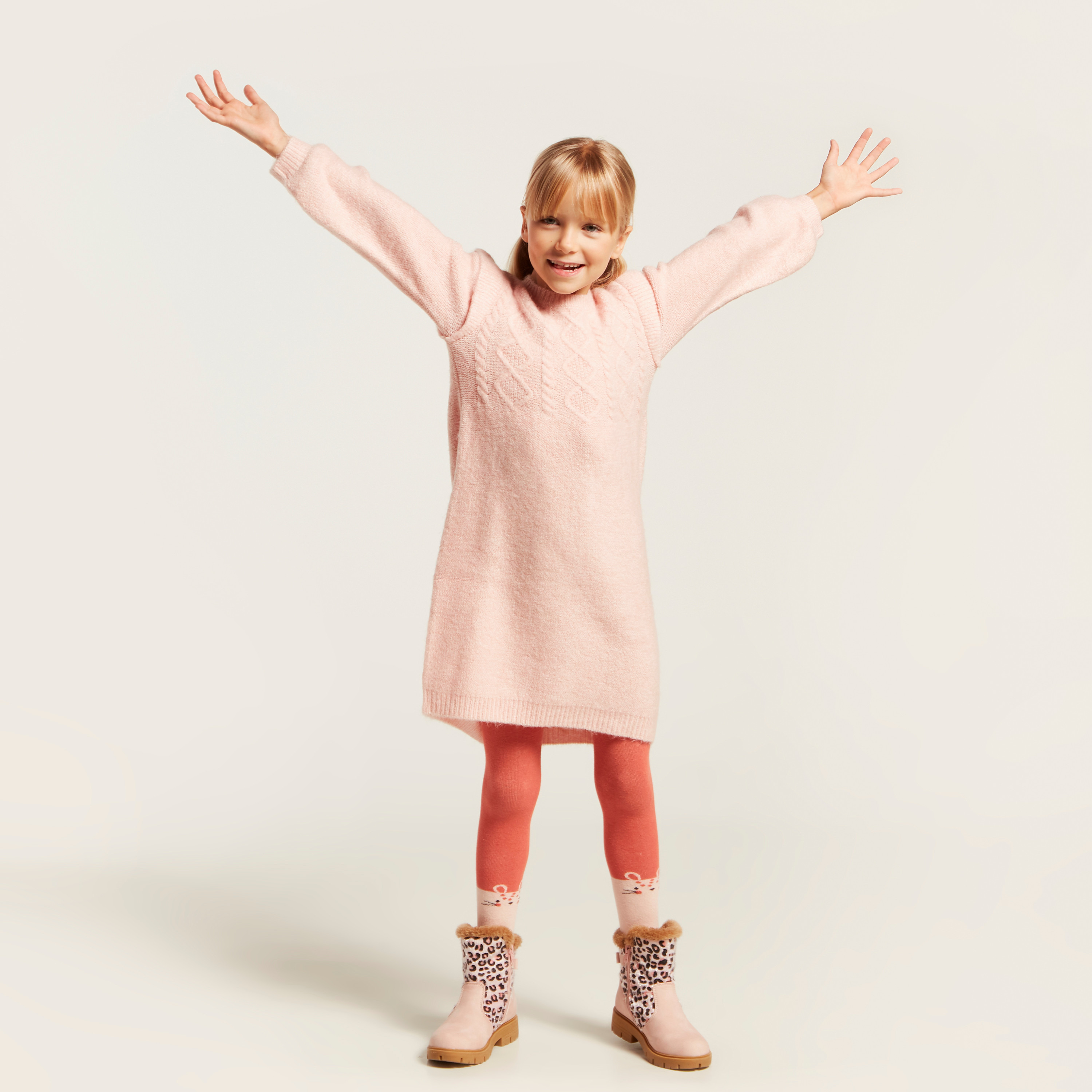 فستان بارز الملمس بأكمام طويلة-girls-clothing-dressesandjumpsuits-image-2