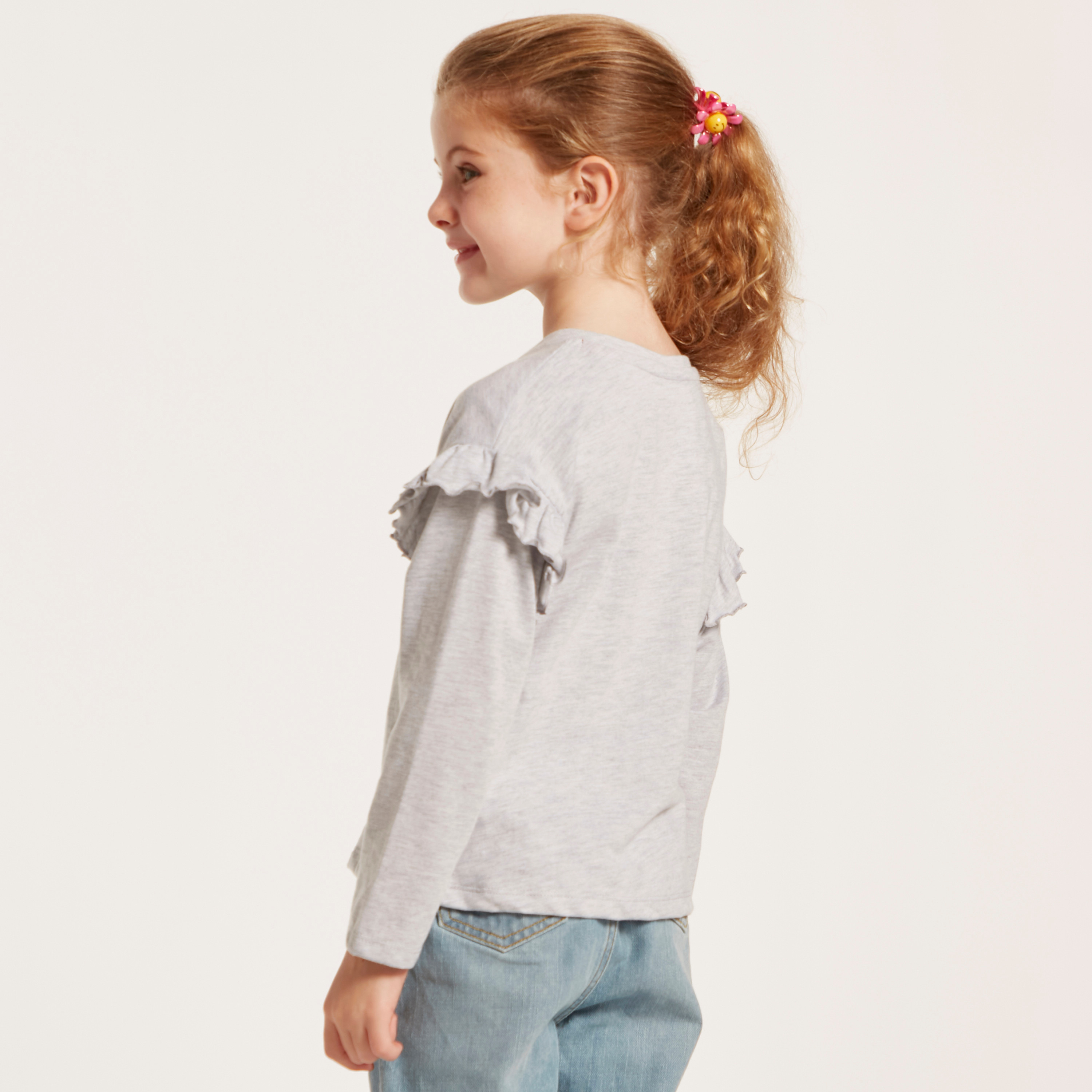 Lee Cooper Graphic Print Round Neck T-shirt with Long Sleeves-girls-clothing-schoolwear-tshirts-image-4