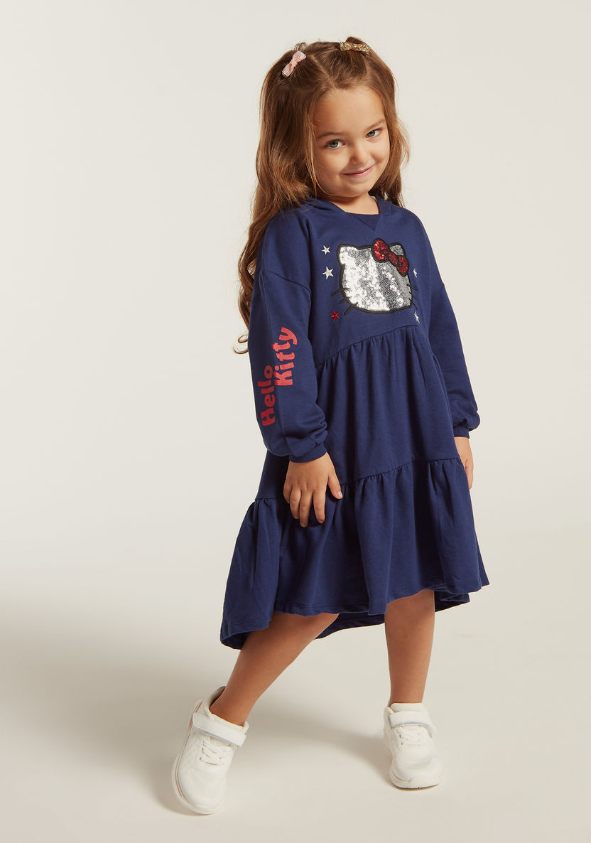 Sanrio Hello Kitty Embellished Knit Dress with Long Sleeves and Hood-Dresses%2C Gowns and Frocks-image-2