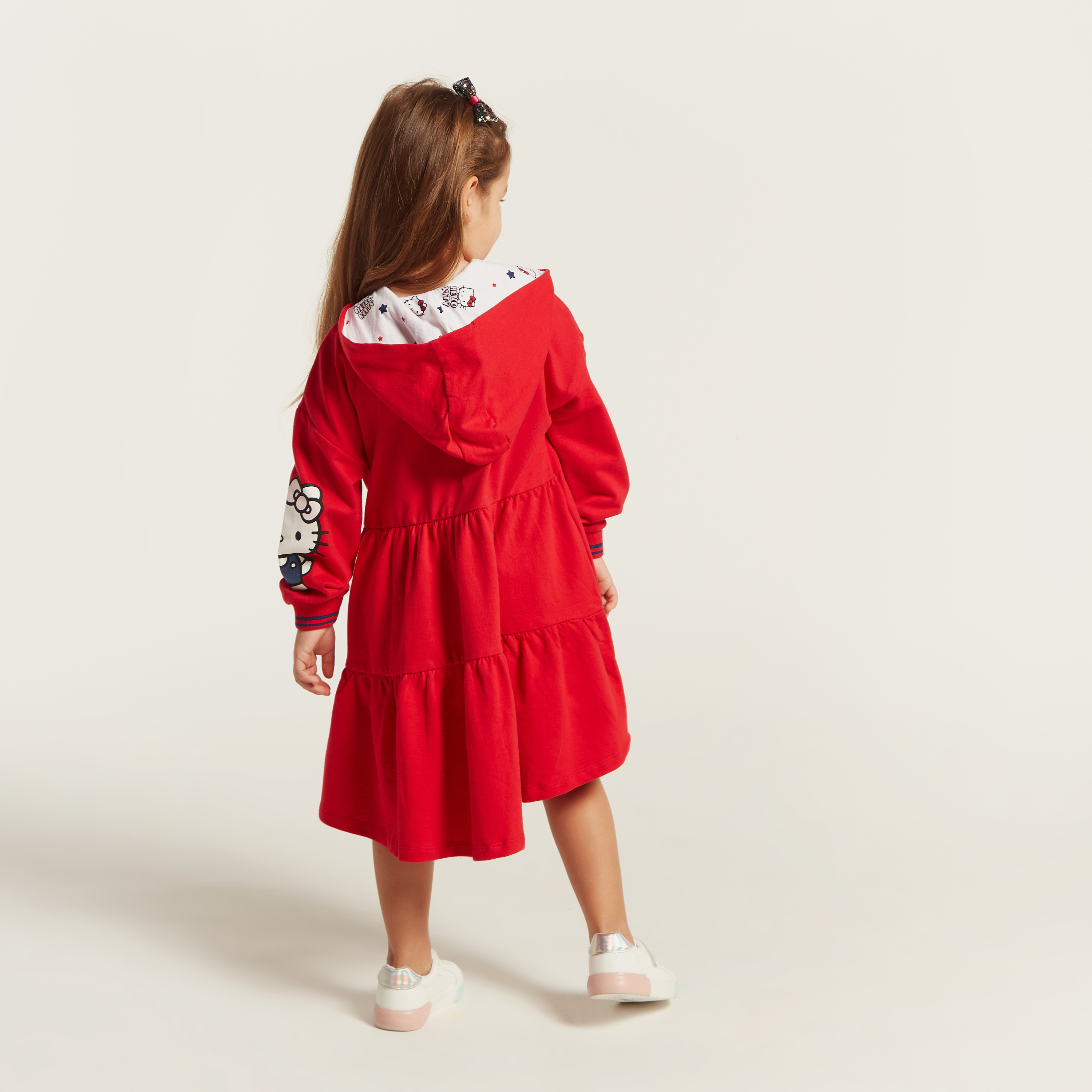 فستان إيه لاين بأكمام طويلة وقبعة وتزيينات هالو كيتي من سانريو-girls-clothing-dressesandjumpsuits-image-4