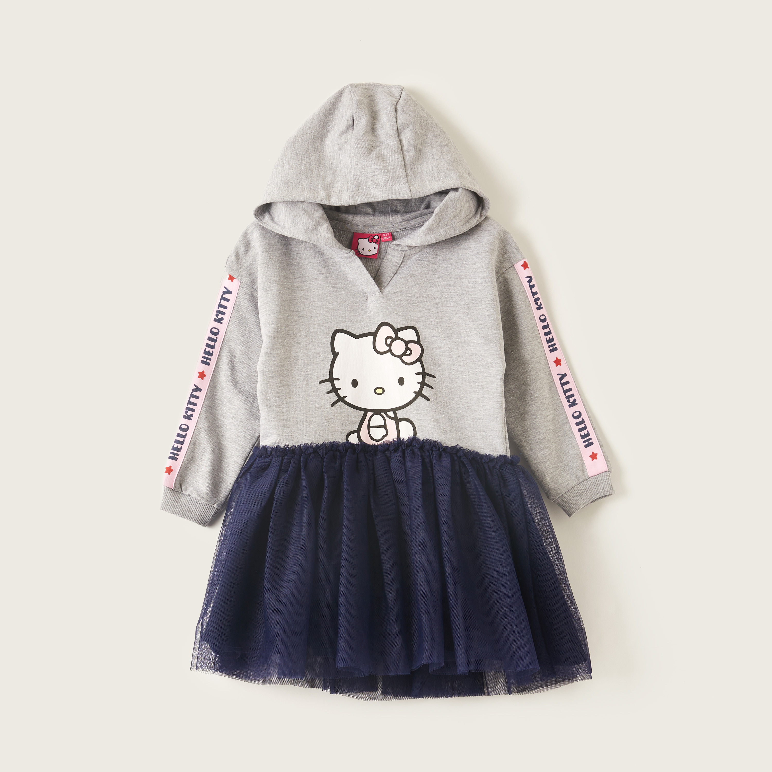 Hello Kitty Printed Dress with Tape Detail Long Sleeves and Hood-girls-clothing-dressesandjumpsuits-image-1