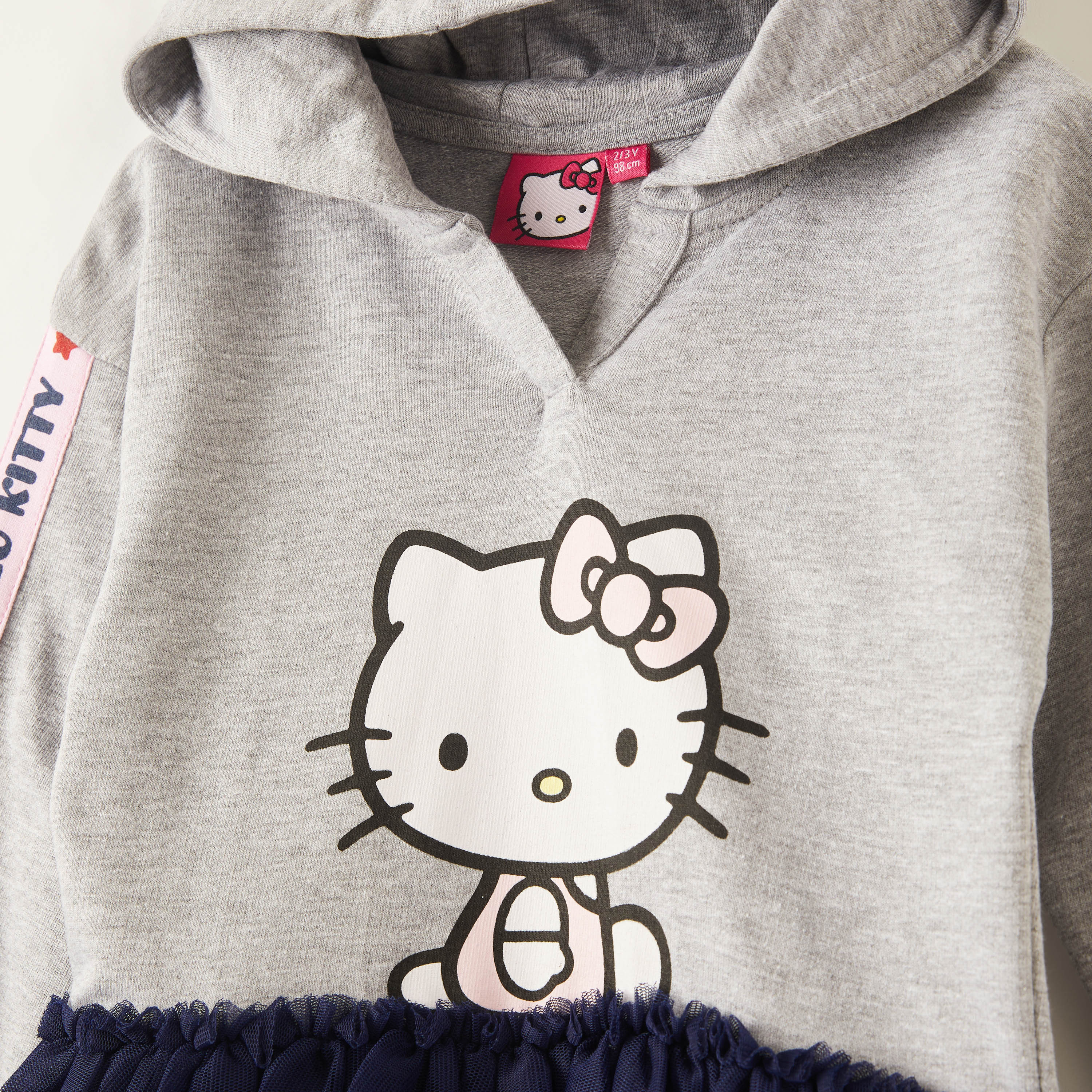 Hello Kitty Printed Dress with Tape Detail Long Sleeves and Hood-girls-clothing-dressesandjumpsuits-image-2