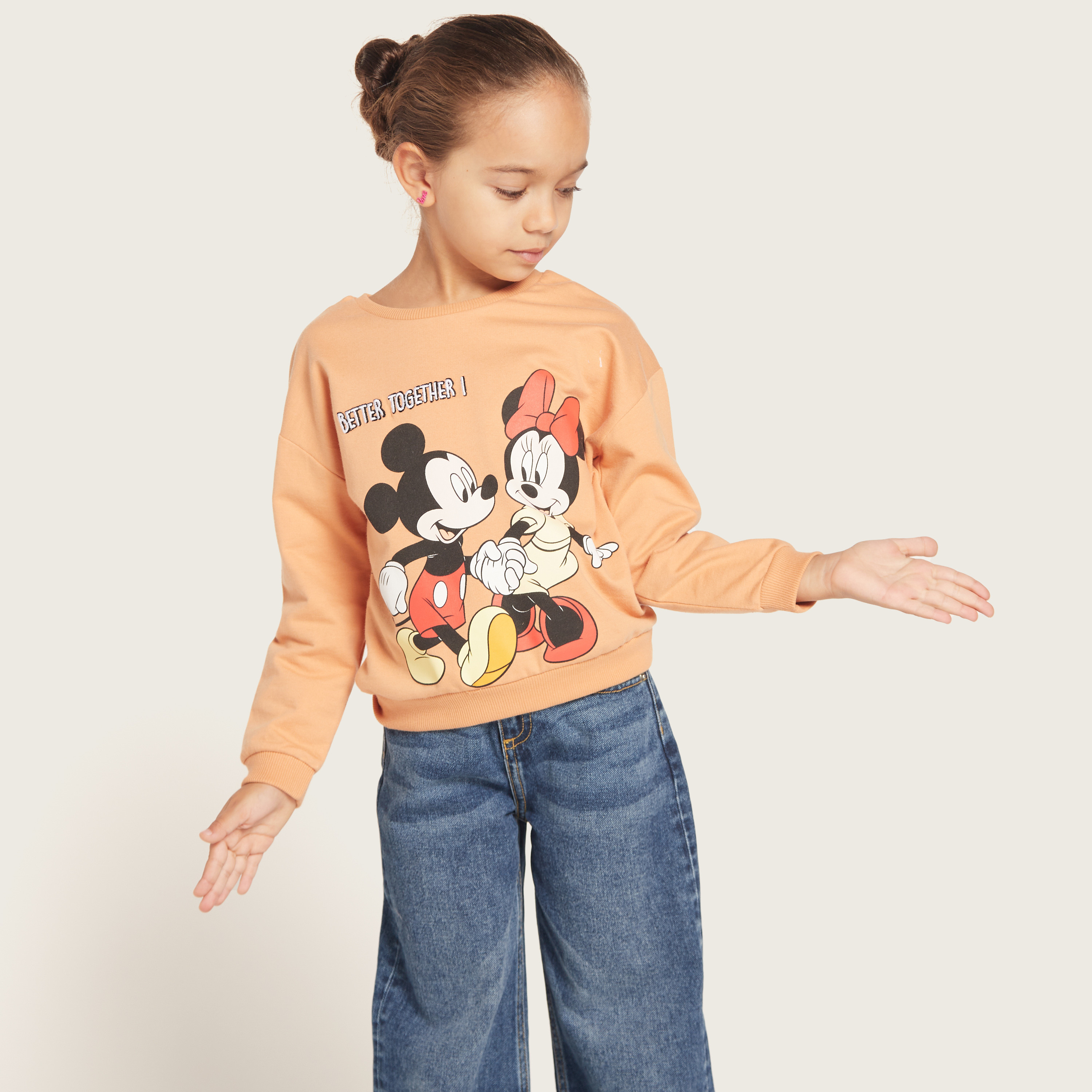 Minnie Mouse Print Crew Neck Pullover with Long Sleeves-baby-girls-clothing-jumpersandcardigans-image-2