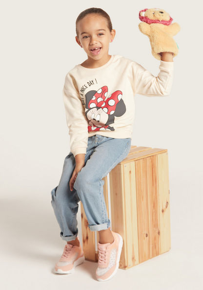 Minnie Mouse Print Sweatshirt with Crew Neck and Long Sleeves