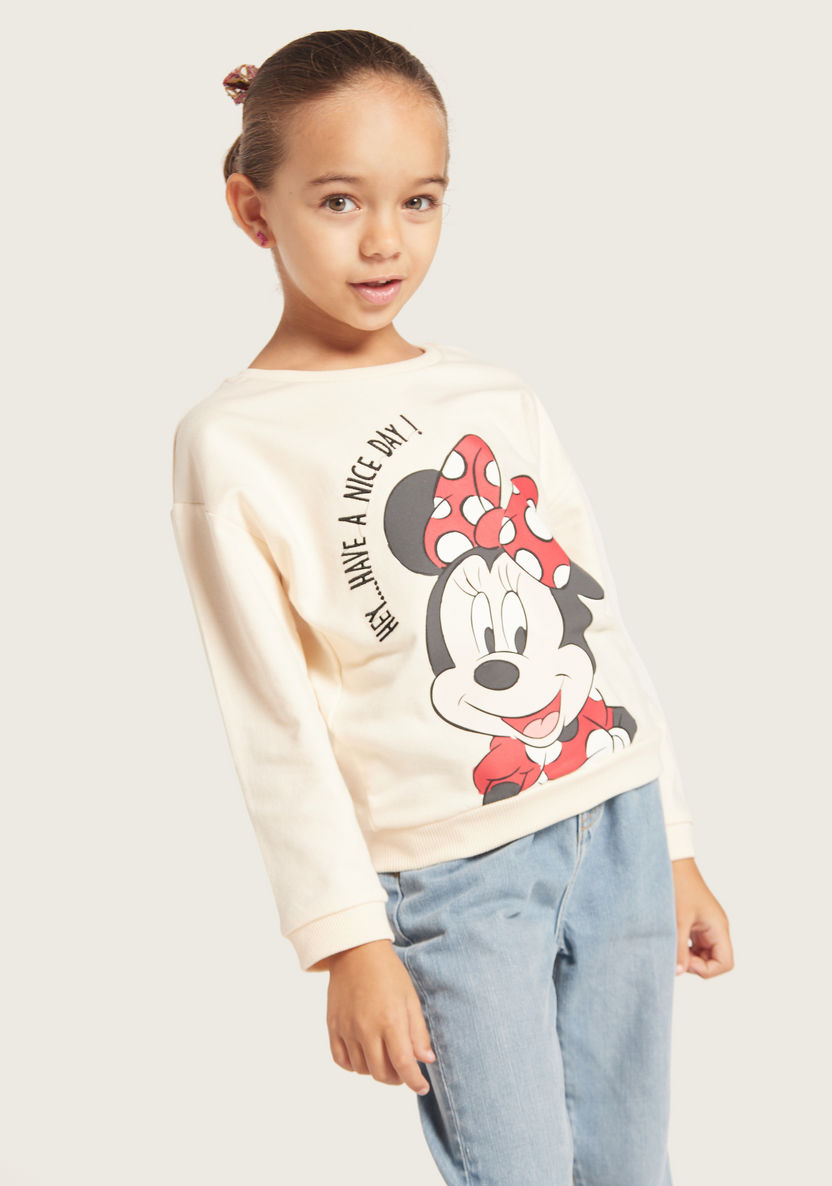 Minnie Mouse Print Sweatshirt with Crew Neck and Long Sleeves-Sweaters and Cardigans-image-1
