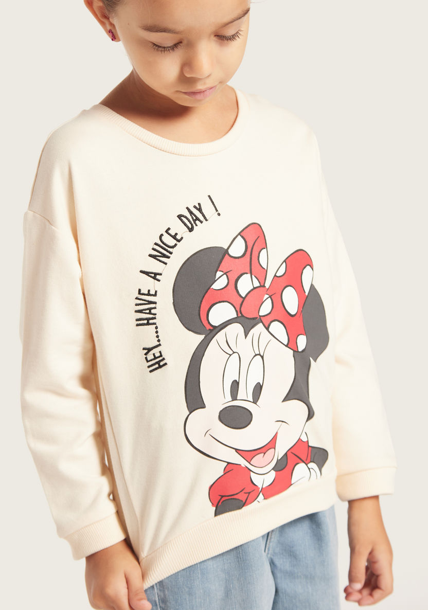 Minnie Mouse Print Sweatshirt with Crew Neck and Long Sleeves-Sweaters and Cardigans-image-2