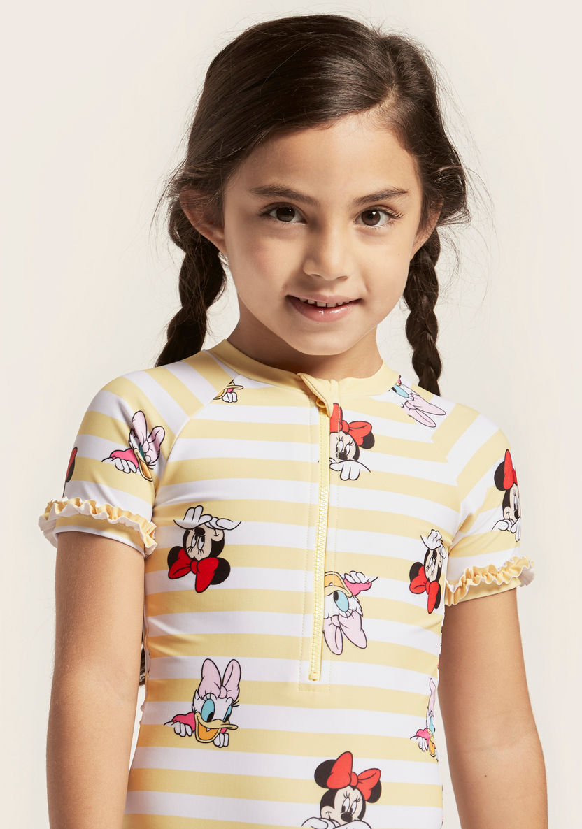 Disney All-Over Minnie Mouse Print Swimsuit with Short Sleeves-Swimwear-image-3