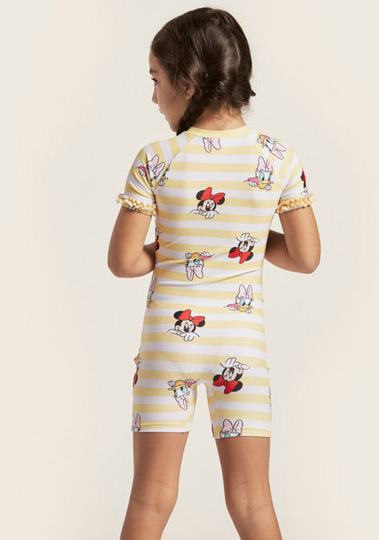 Disney All-Over Minnie Mouse Print Swimsuit with Short Sleeves