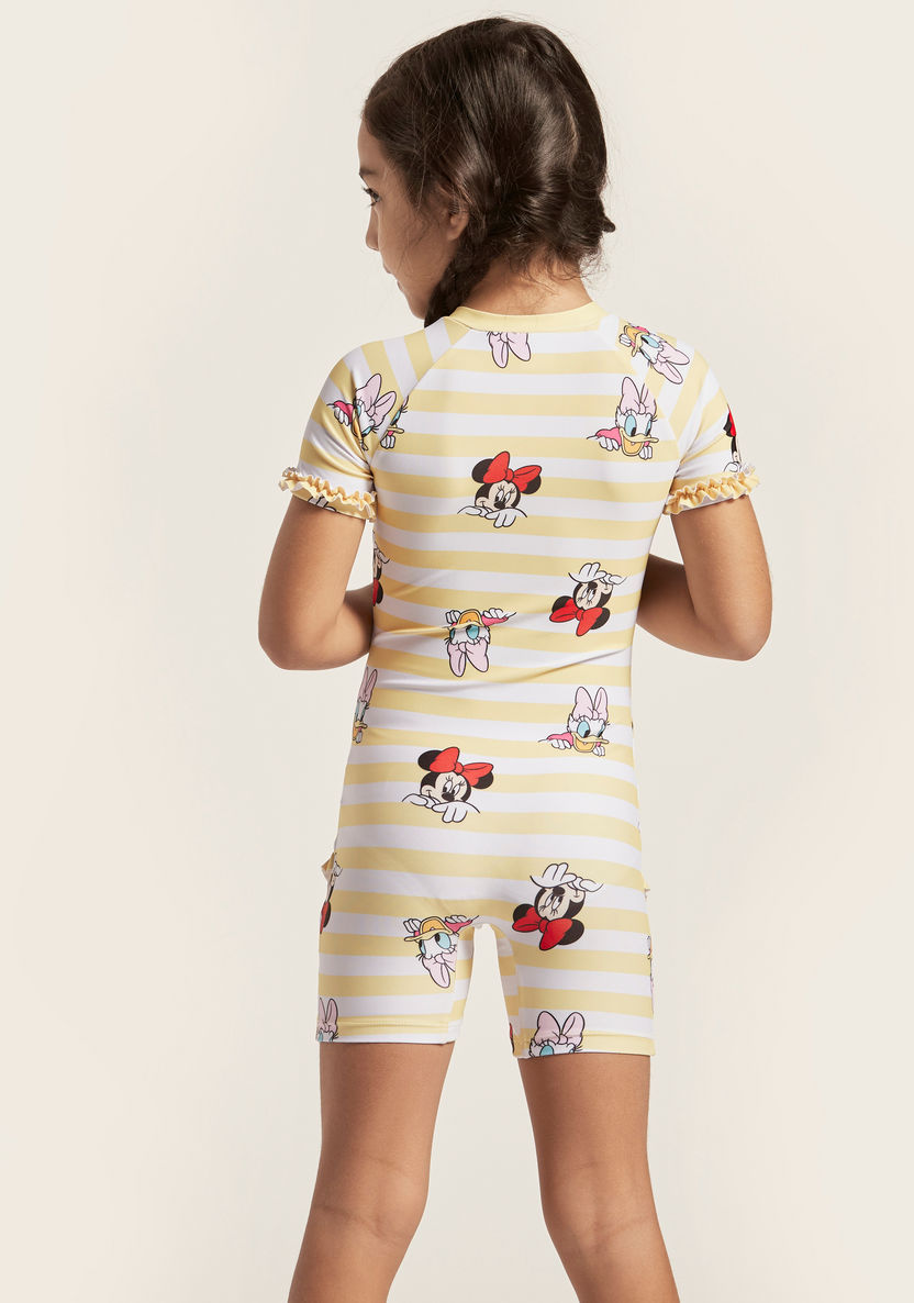 Disney All-Over Minnie Mouse Print Swimsuit with Short Sleeves-Swimwear-image-4