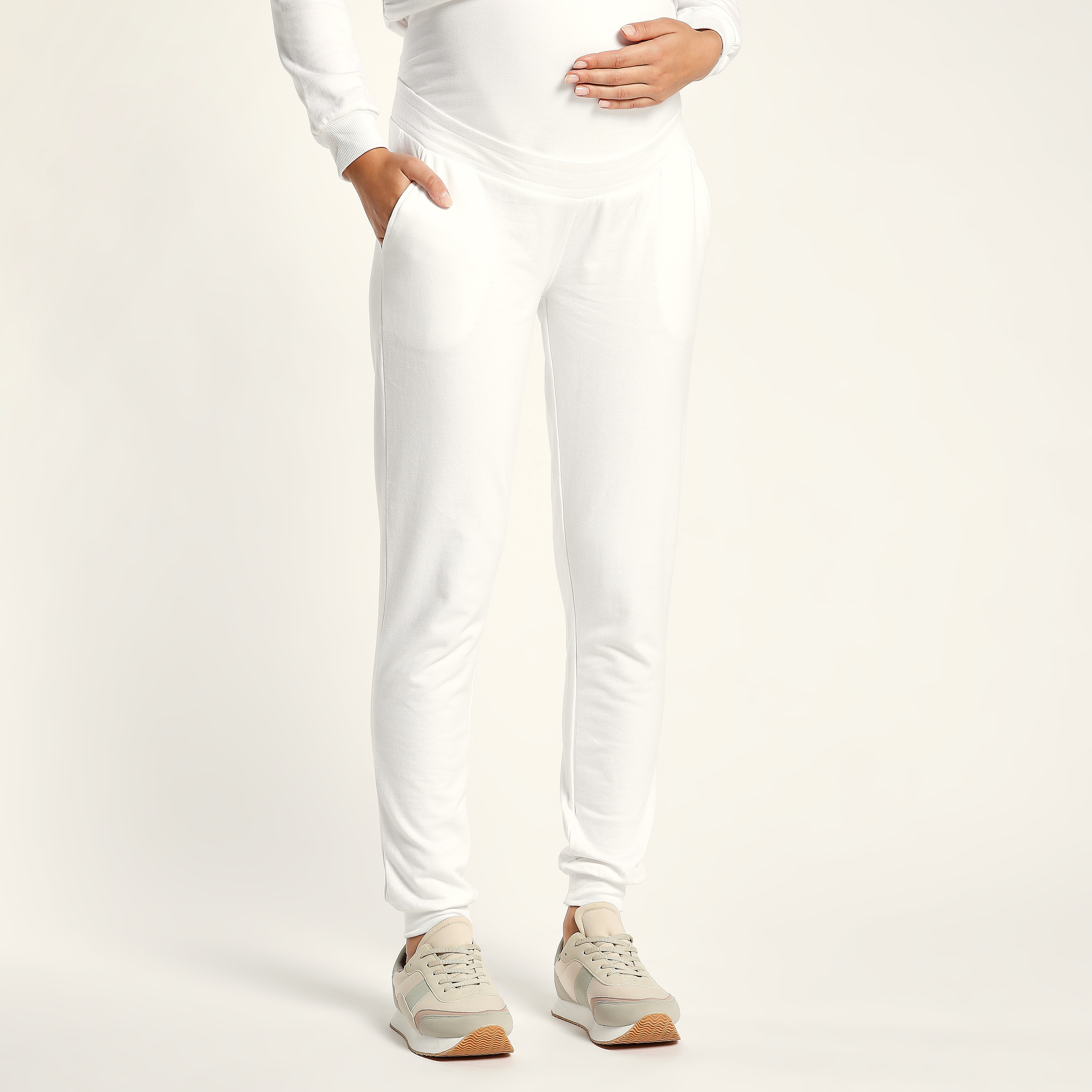 Love Mum Solid Maternity Jog Pants with Pocket Detail-baby-maternalcare-maternitywear-image-1