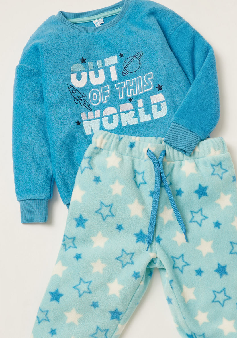 Juniors Graphic Print T-shirt and All-Over Printed Pyjamas Set-Nightwear-image-3