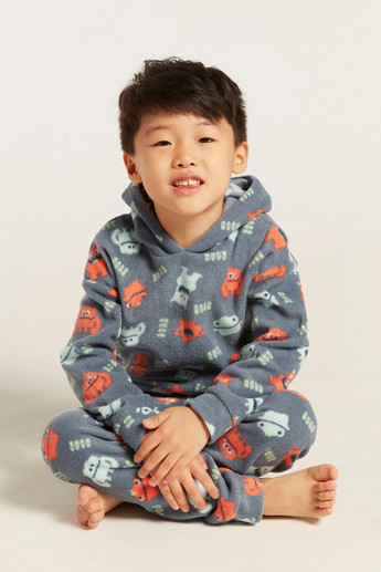 Juniors All-Over Printed Hooded Sweatshirt and Pyjamas Set