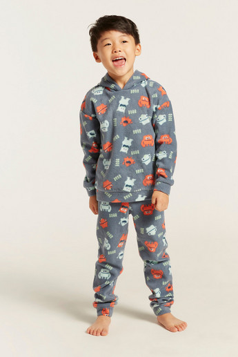 Juniors All-Over Printed Hooded Sweatshirt and Pyjamas Set