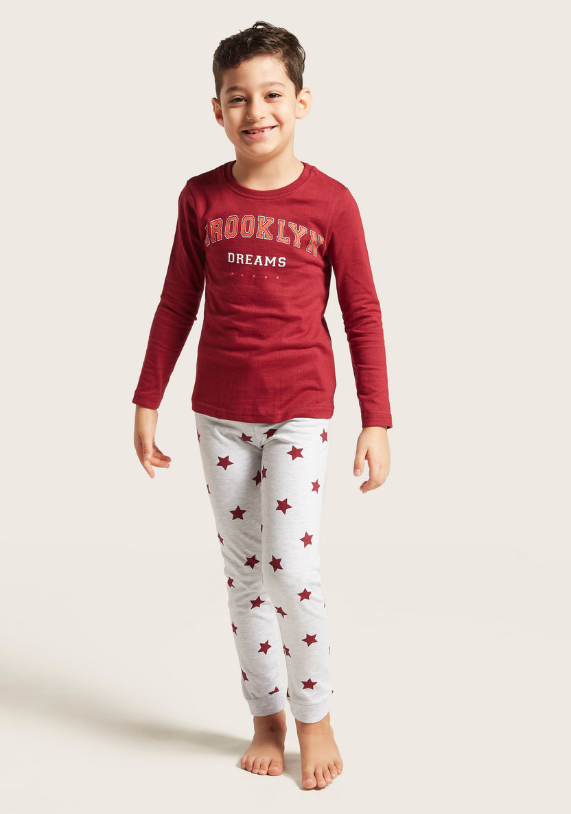 Juniors Graphic Print T-shirt and Jog Pants Set-Pyjama Sets-image-0