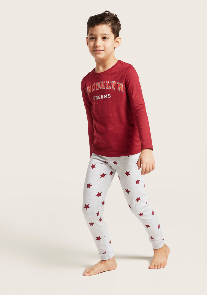 Juniors Graphic Print T-shirt and Jog Pants Set-Pyjama Sets-image-3