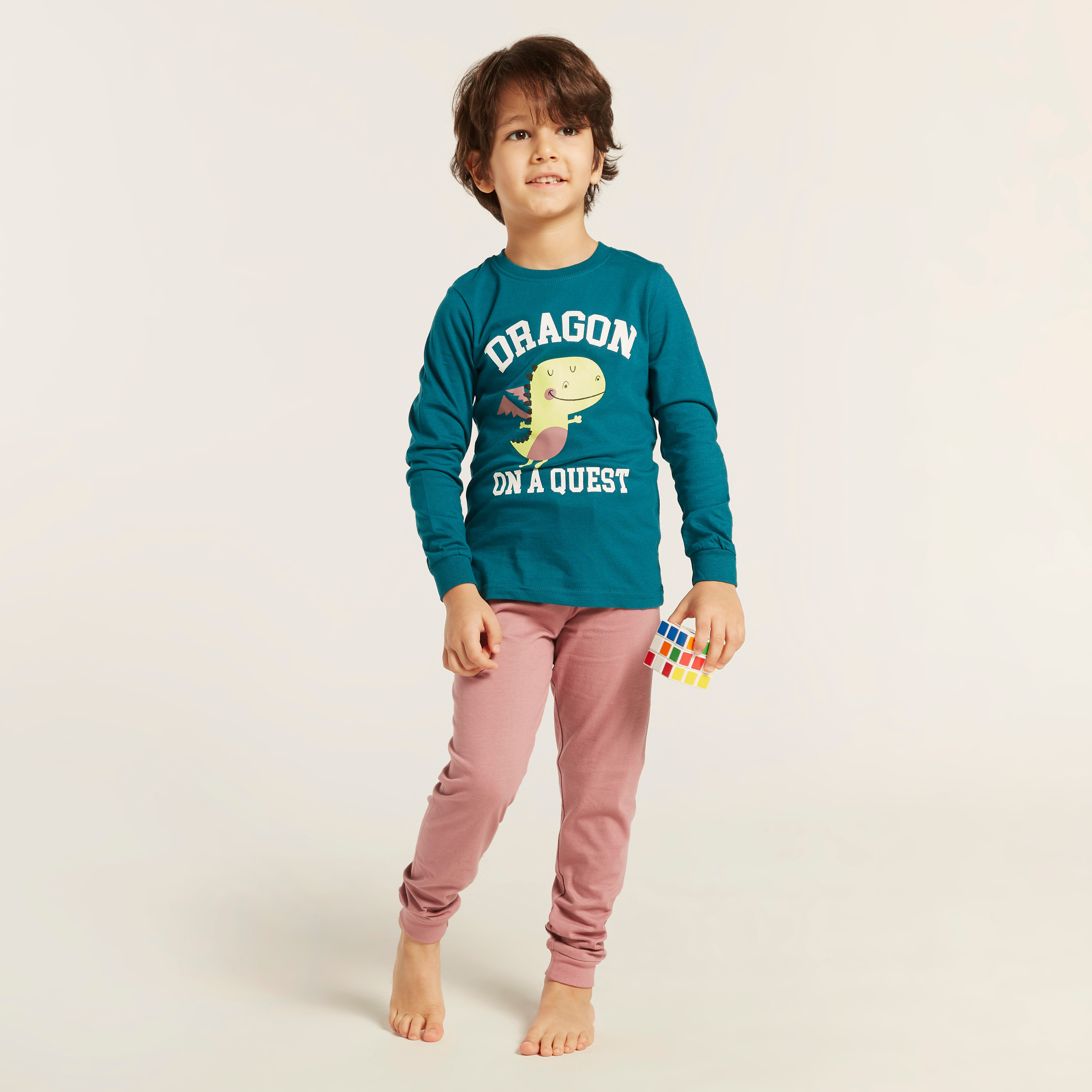 Juniors Printed T-shirt and Pyjamas - Set of 3-boys-clothing-nightwear-image-6