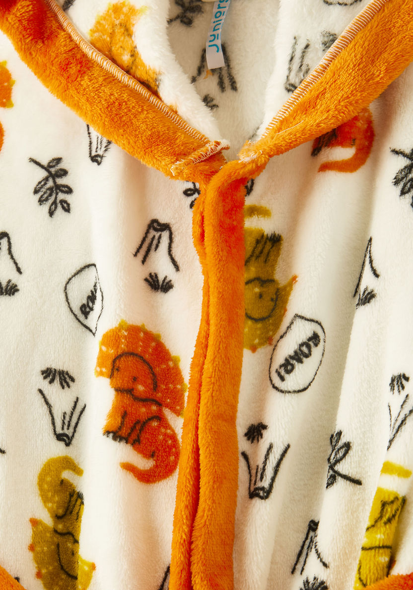 Juniors Printed Bathrobe with Tie-Up and Hood-Towels and Flannels-image-1